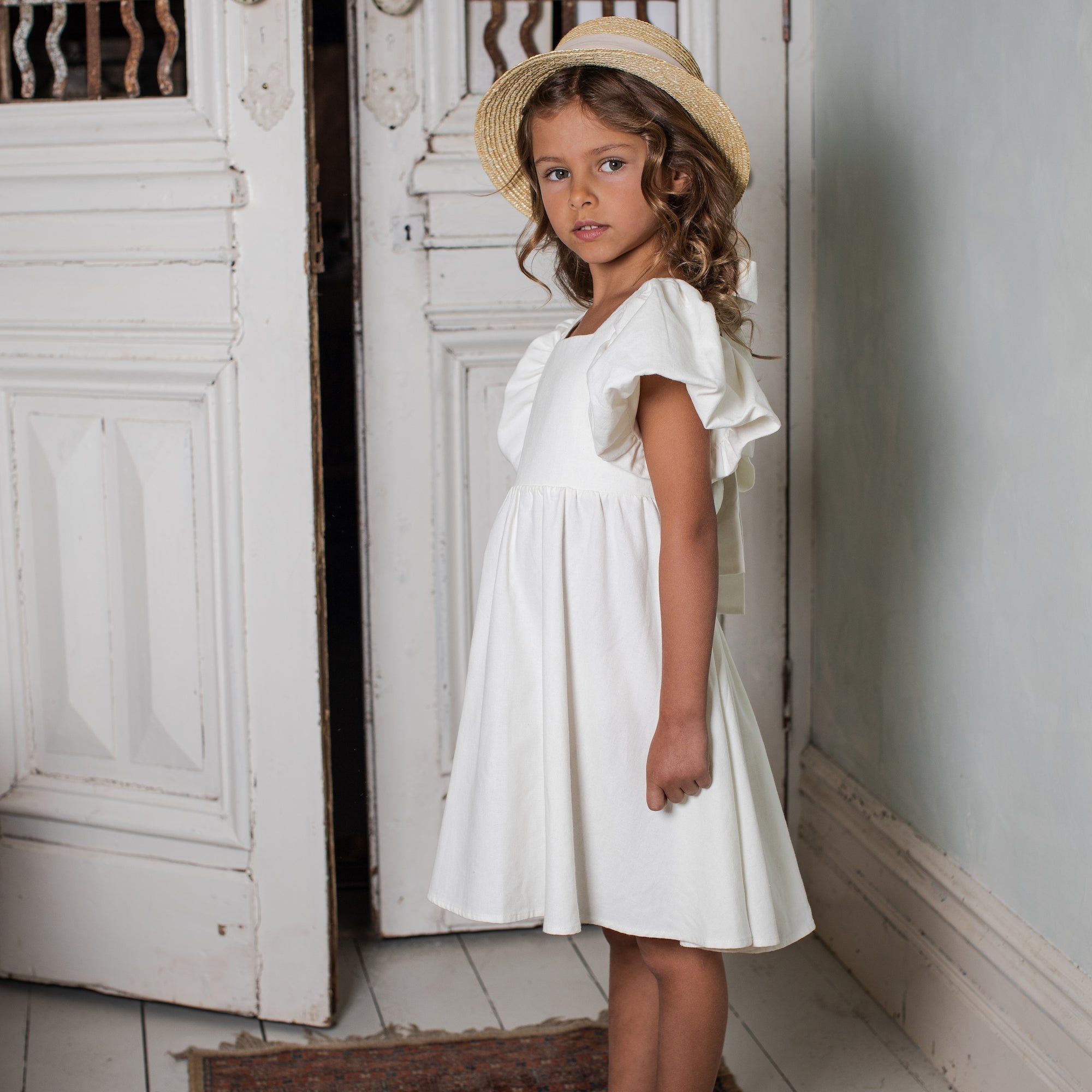 The Perfect Outfit for Weddings and Special Occasions: Grace Tie Back Dress and Grace Tie Back Romper in Ecru &amp; Pink - Designer Kidz