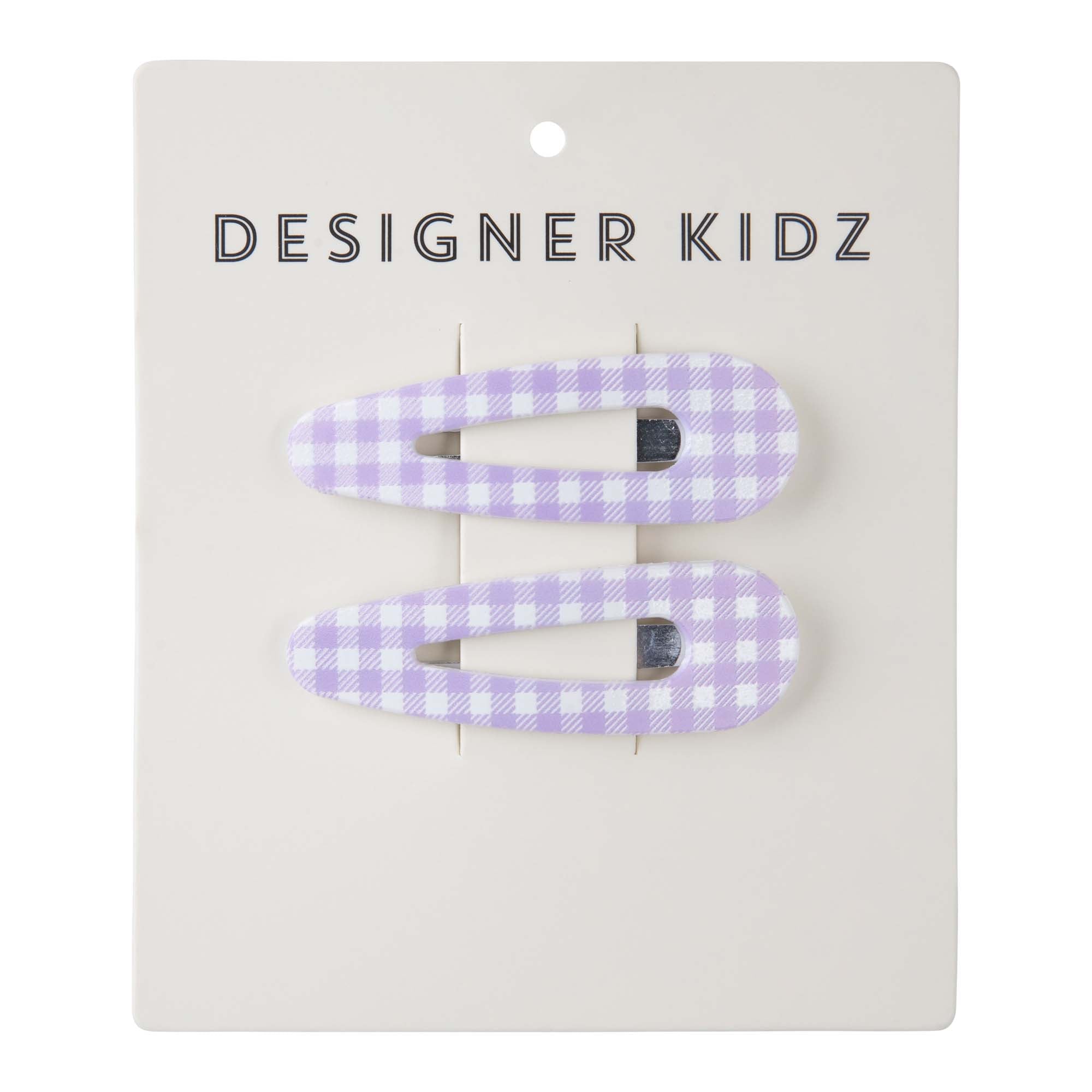 Checked Hair Clips - Lavender