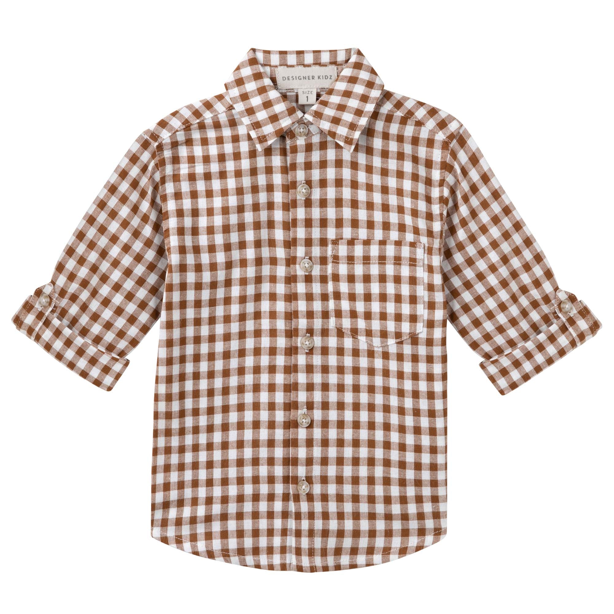 Oliver L/S Button Shirt - Cocoa Gingham