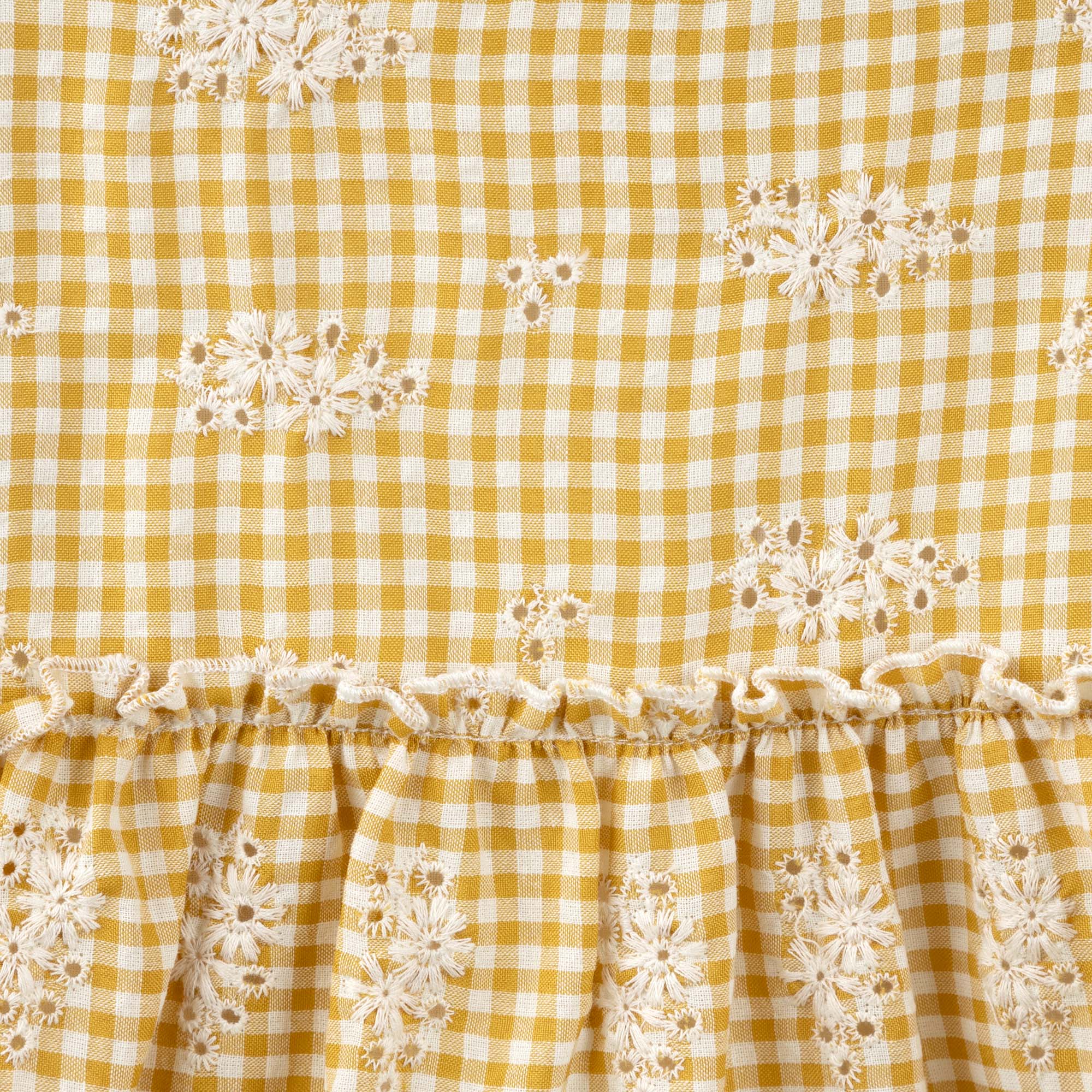 Alice Embroidered Gingham Dress - Yellow - Designer Kidz