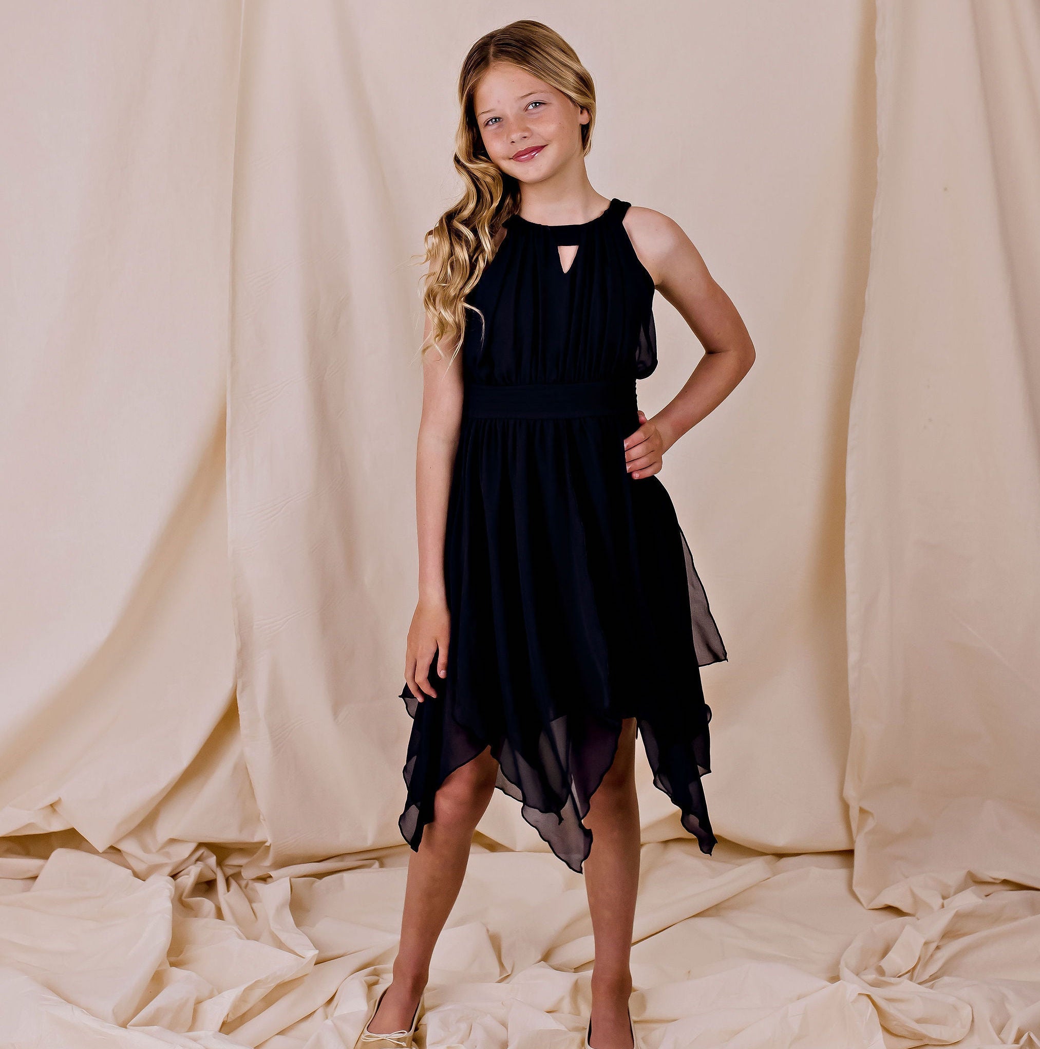 Angelene Panelled Dress - Navy - Designer Kidz