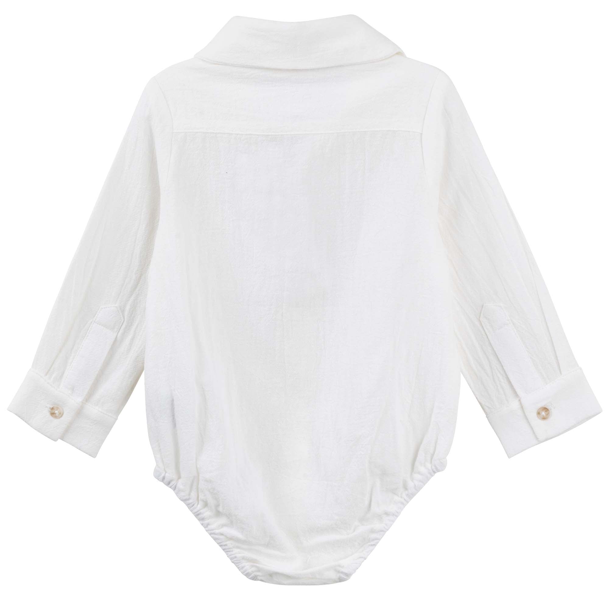 Archie L/S Button Romper - Ivory - Designer Kidz