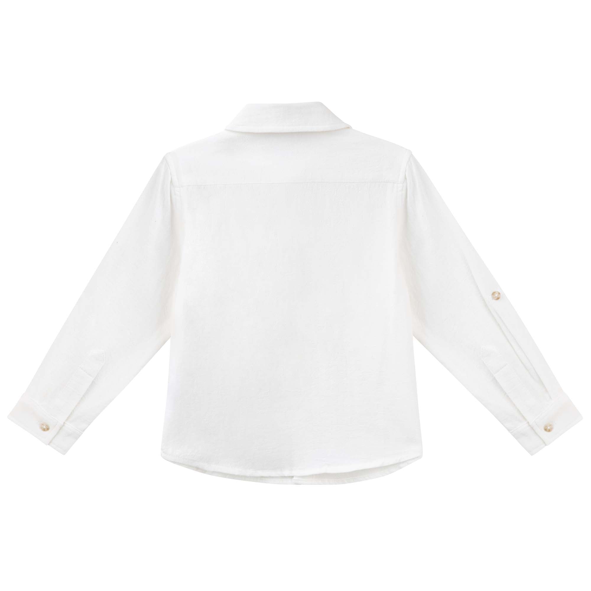 Archie L/S Button Shirt - Ivory - Designer Kidz