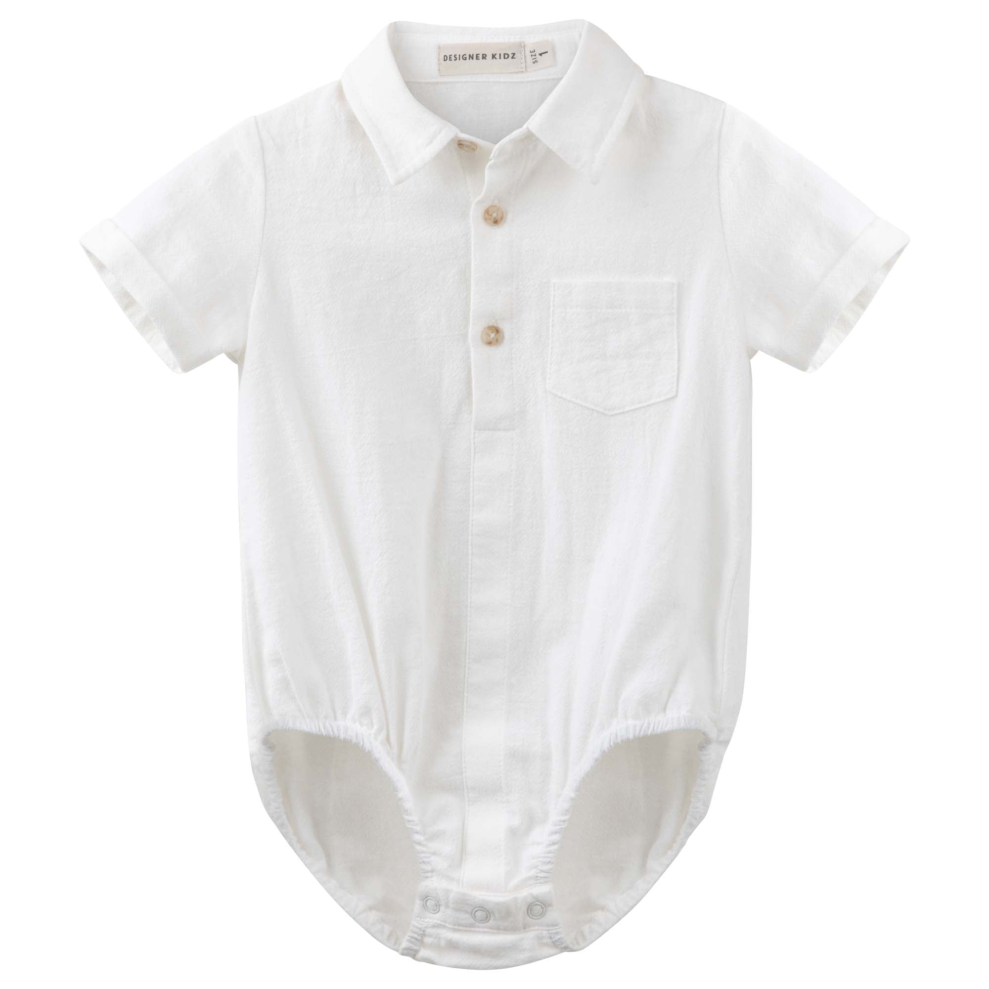 Archie S/S Button Romper - Ivory - Designer Kidz