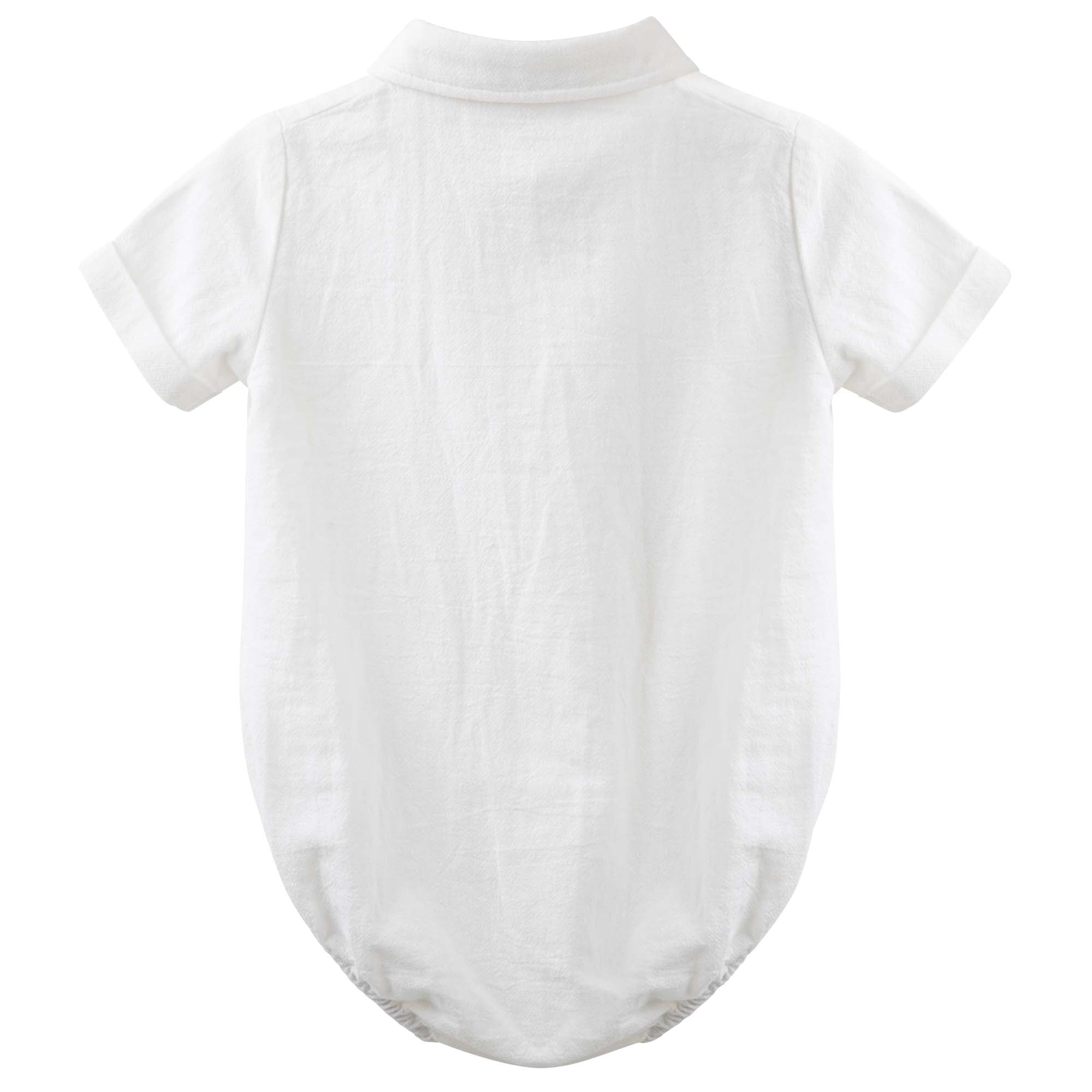 Archie S/S Button Romper - Ivory - Designer Kidz