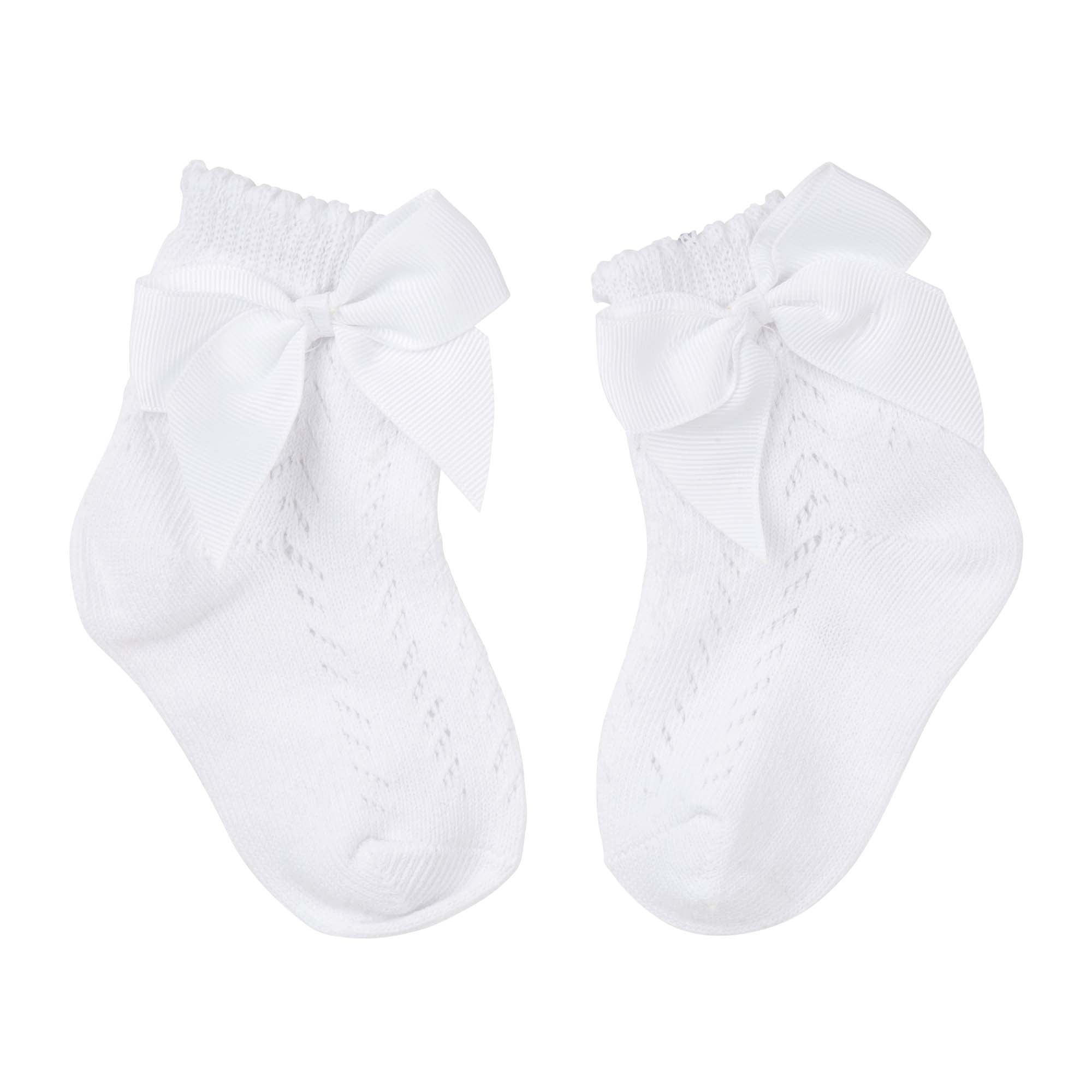 Baby Bow Crew Socks - Ivory - Designer Kidz