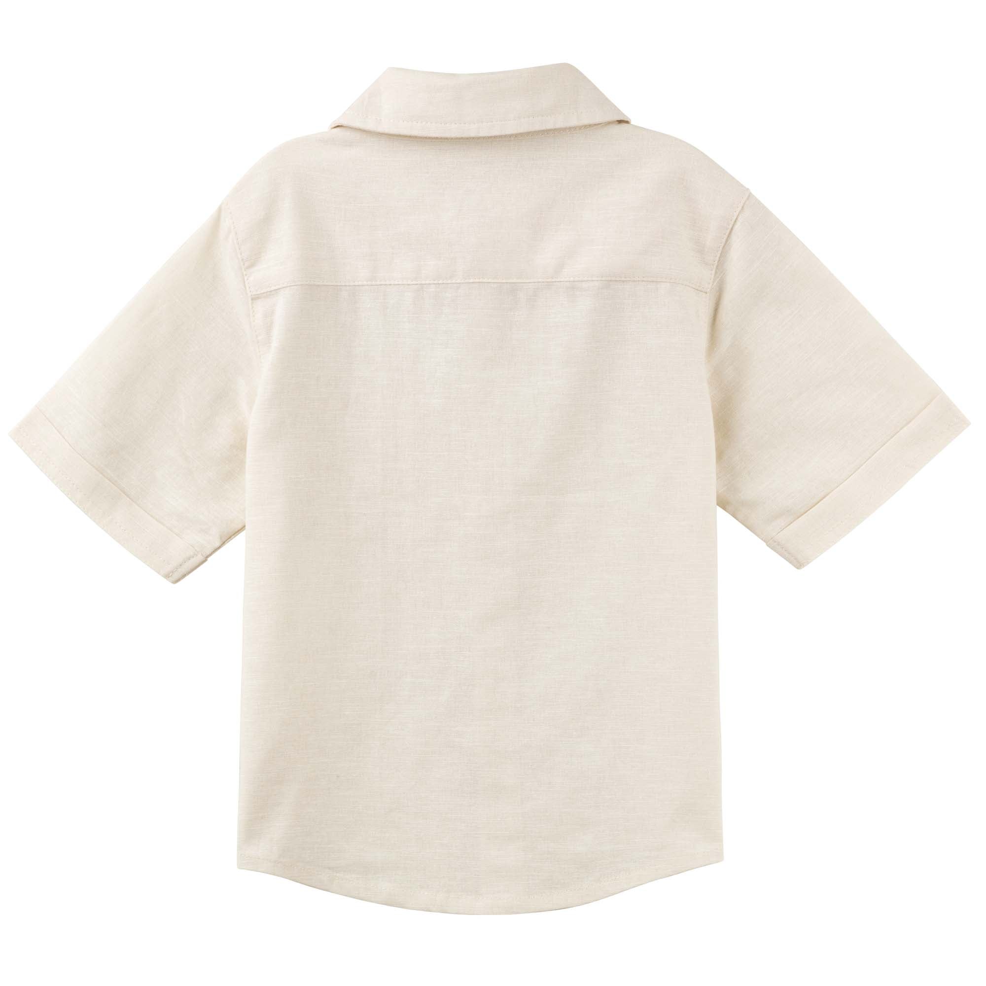 Benji Linen S/S Button Shirt - Oat - Designer Kidz