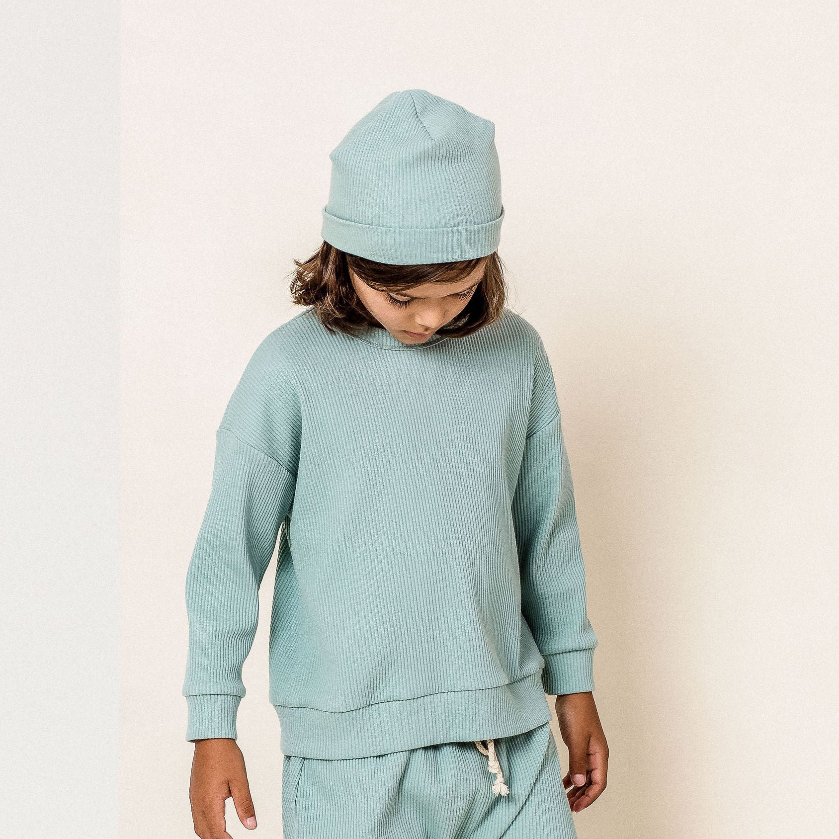 Bobbie Rib Beanie - Sage - Designer Kidz