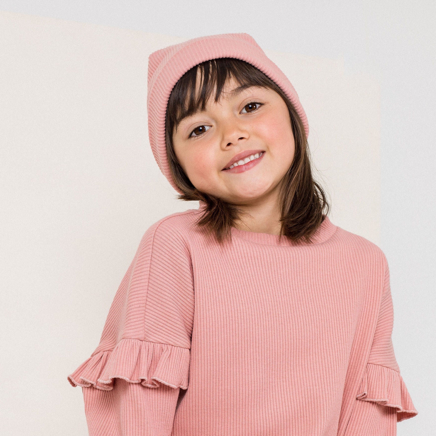 Bobbie Rib Beanie - Tea Rose - Designer Kidz