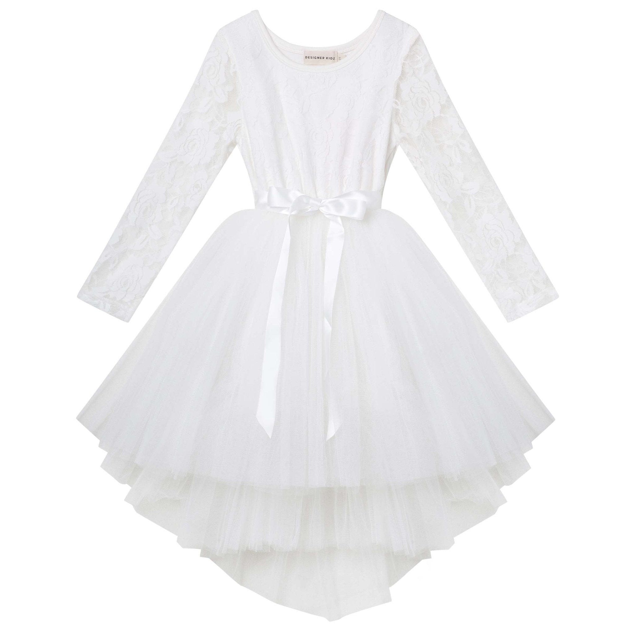 Candi L/S Lace Tutu Dress - Ivory - Designer Kidz