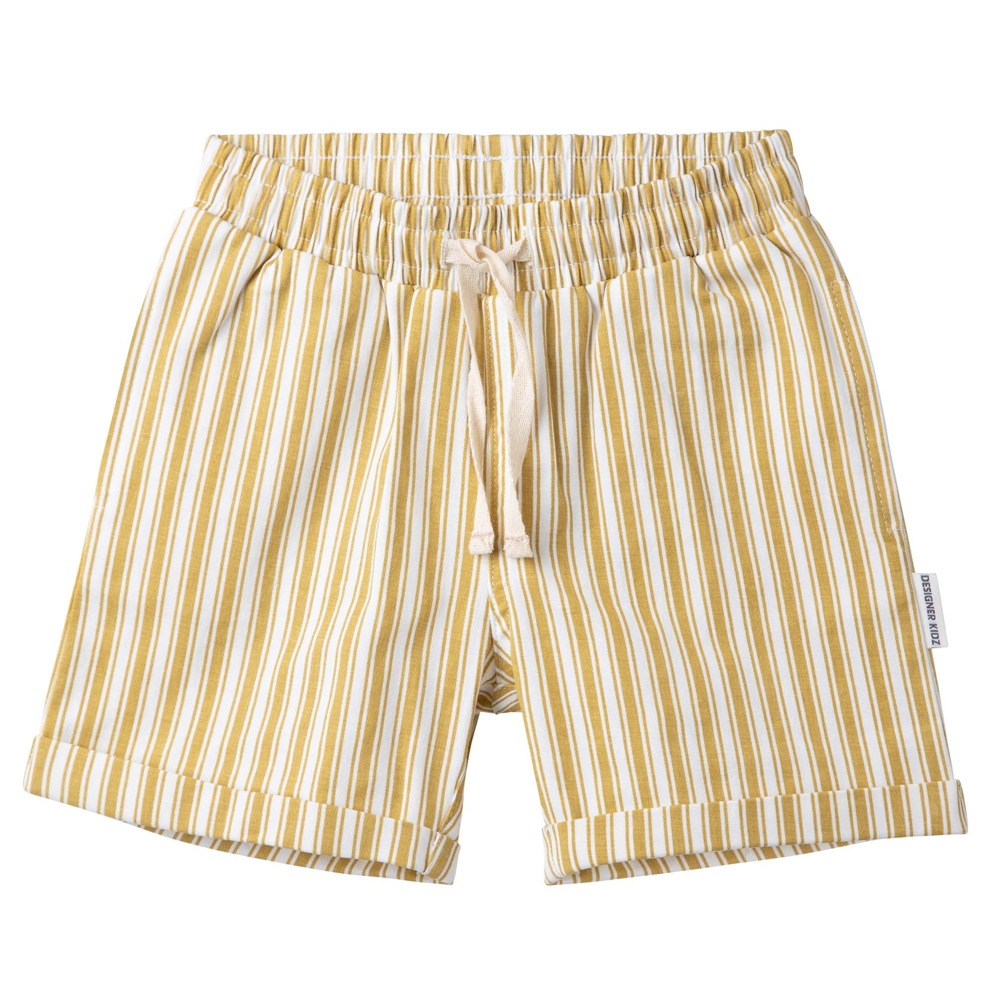 Charlie Stripe Shorts - Mustard - Designer Kidz