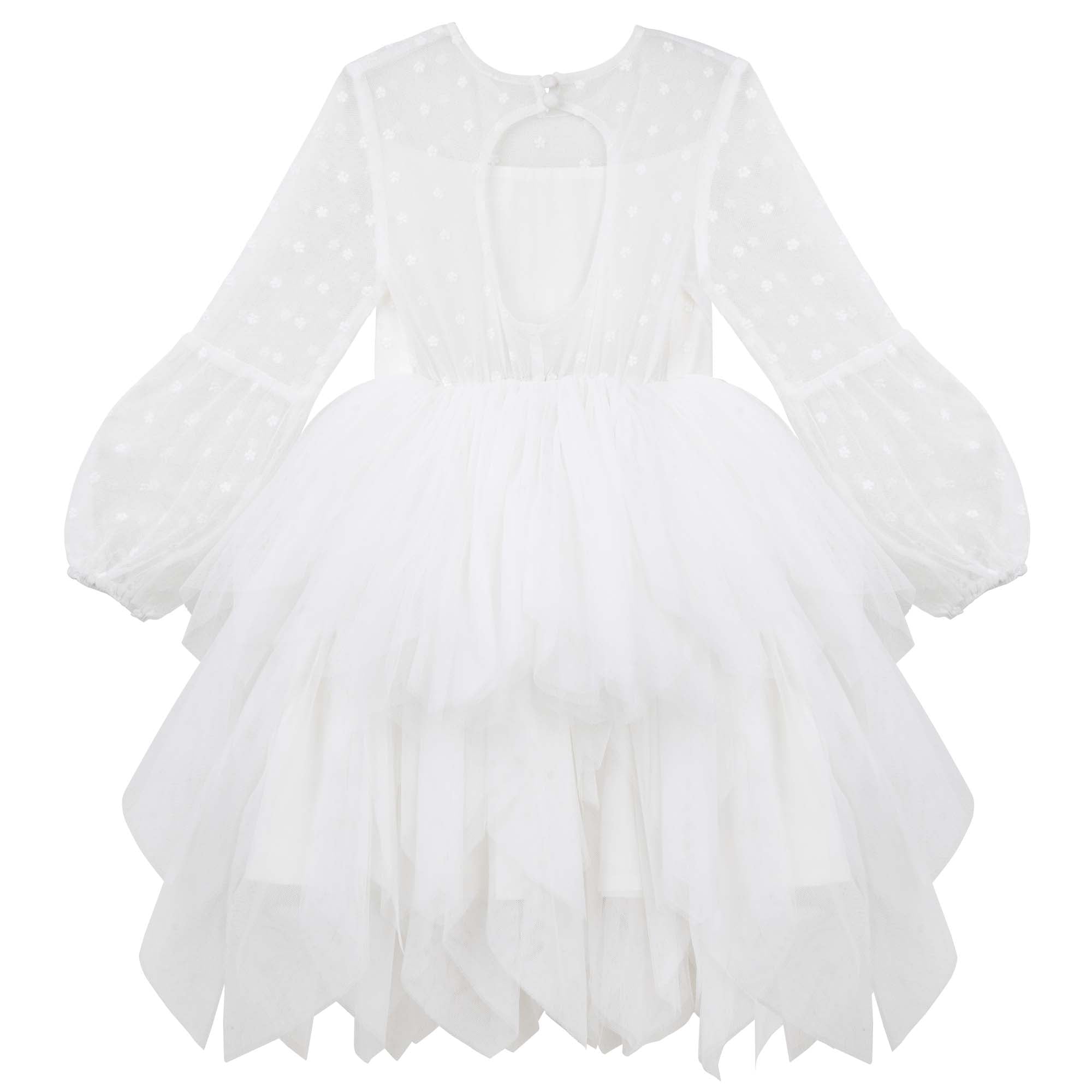 Dotti L/S Embroidered Tutu Dress - Ivory - Designer Kidz