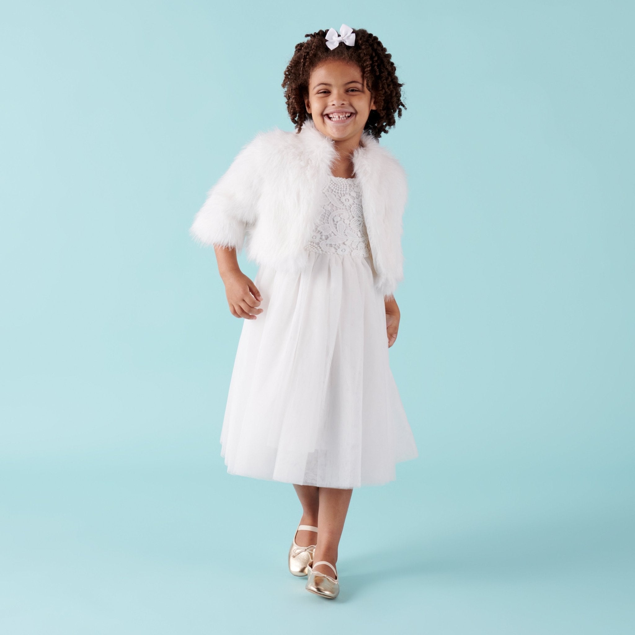 Elise Faux Fur Jacket - Ivory - Designer Kidz