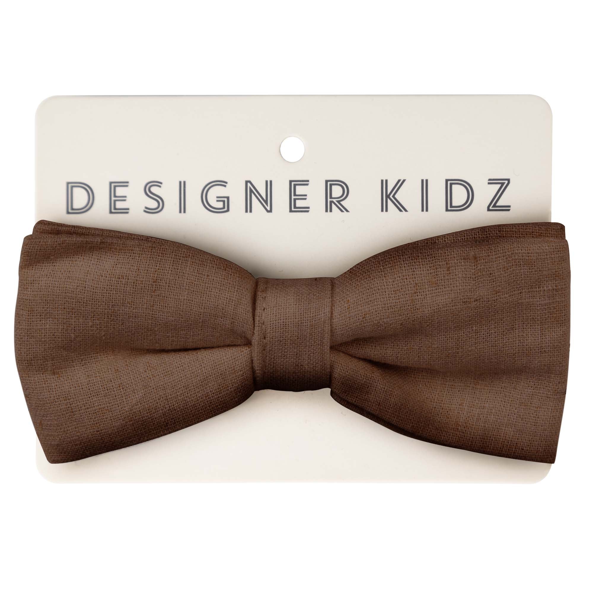 Finley Linen Bow Tie - Chocolate - Designer Kidz