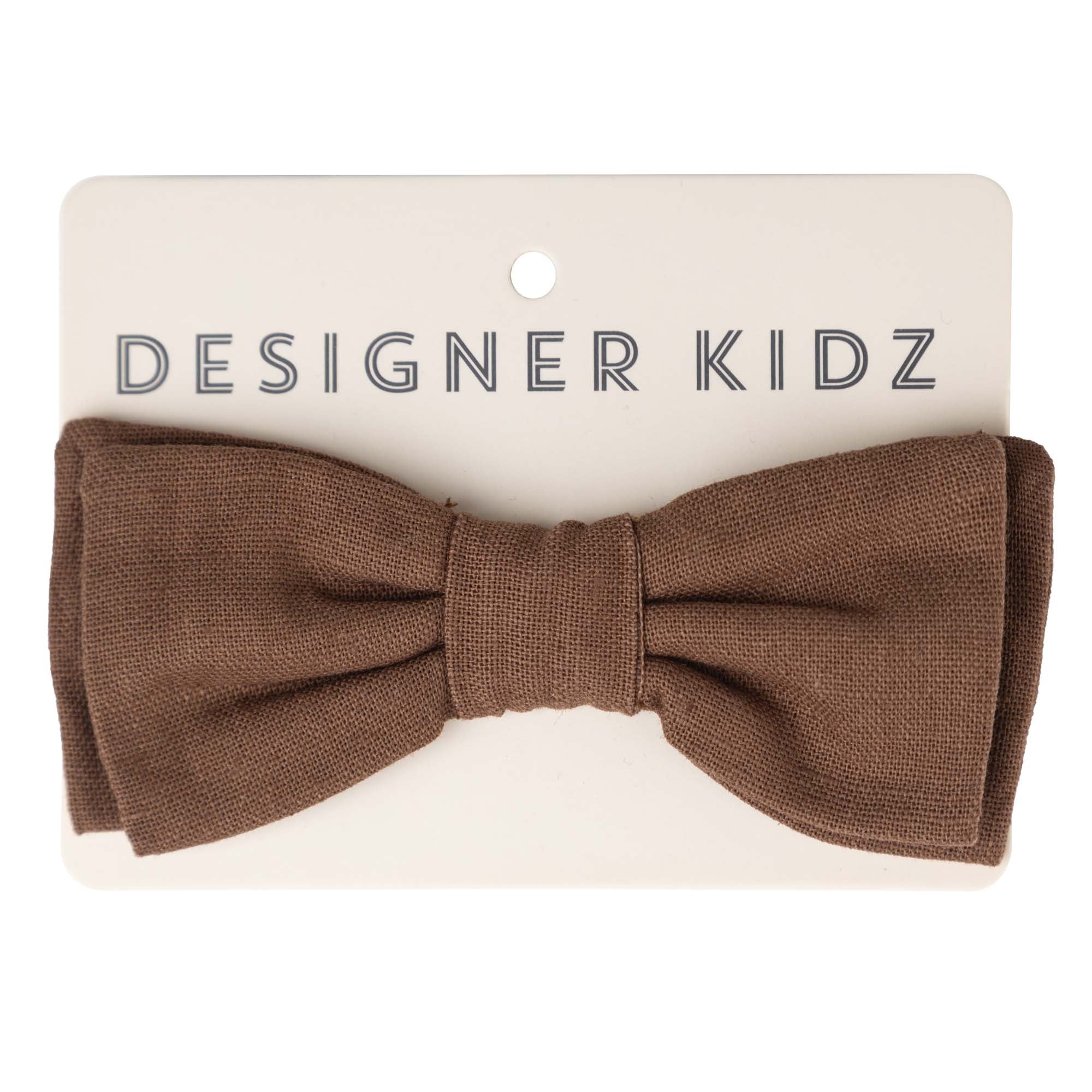 Finley Linen Bow Tie - Chocolate - Designer Kidz