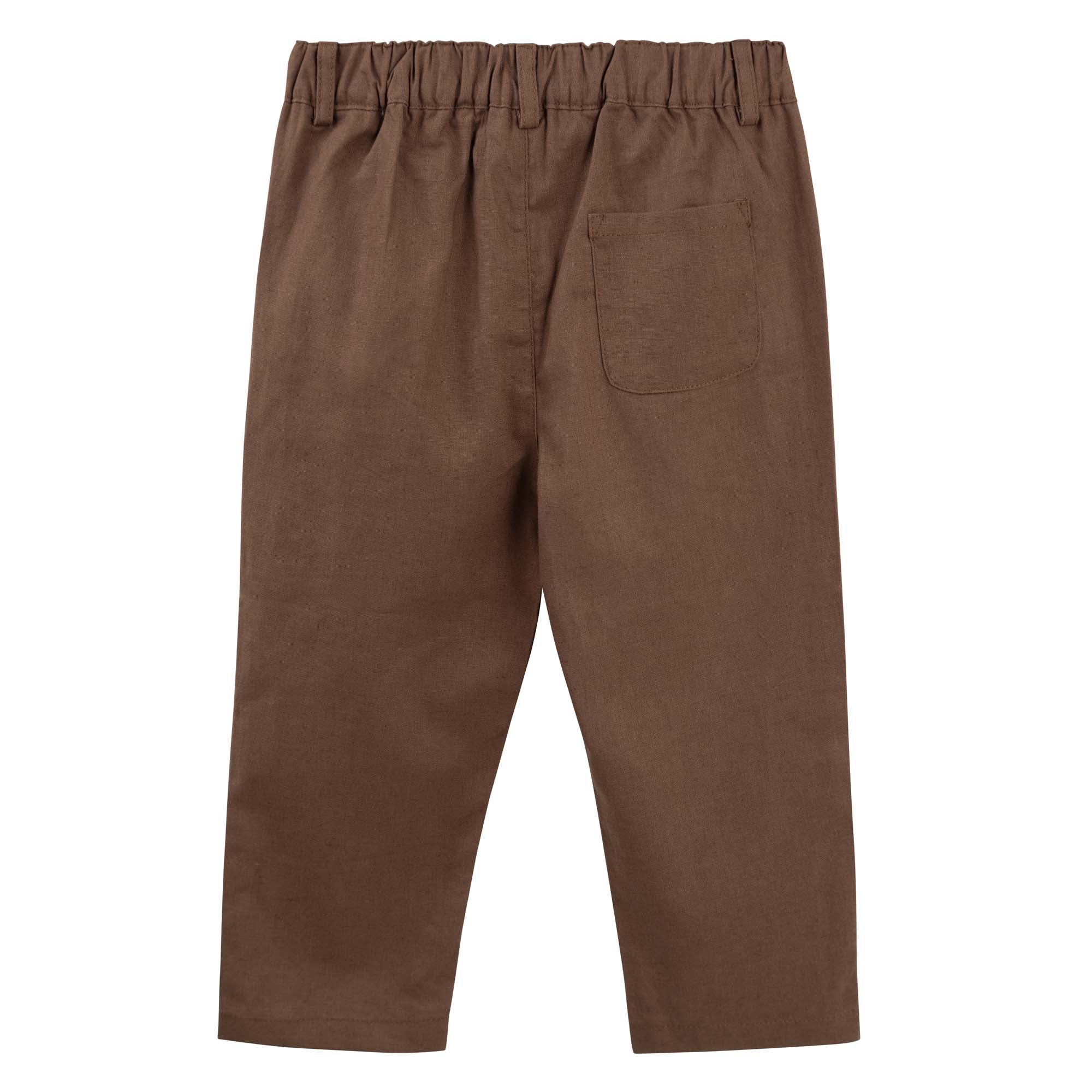 Finley Linen Pants - Chocolate - Designer Kidz