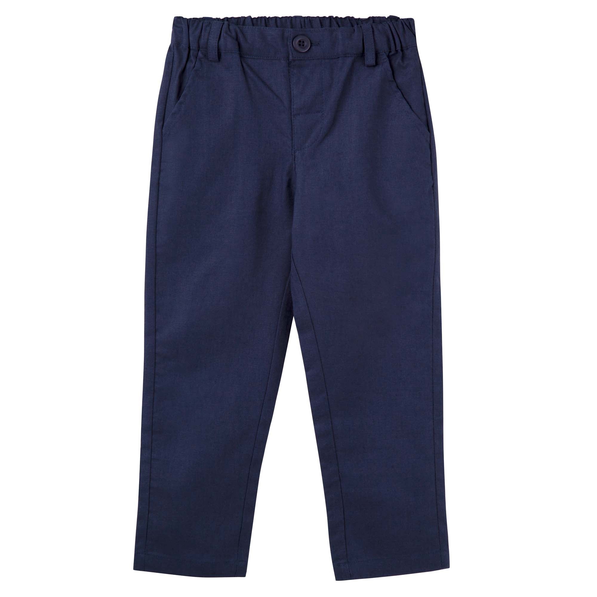 Finley Linen Pants - Navy - Designer Kidz