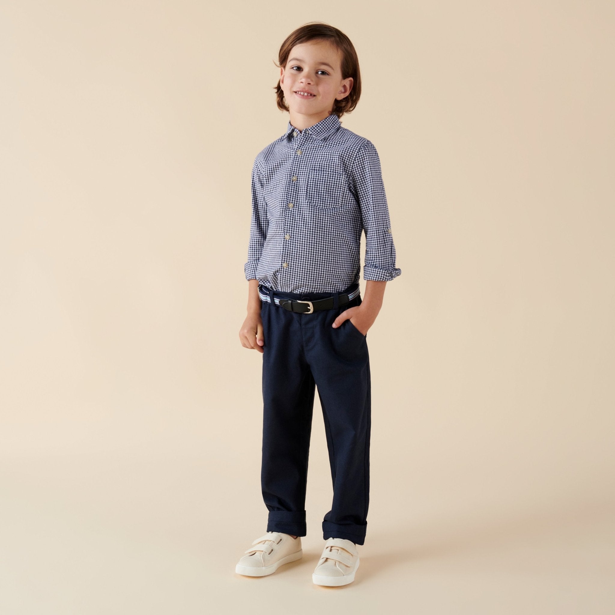 Finley Linen Pants - Navy - Designer Kidz