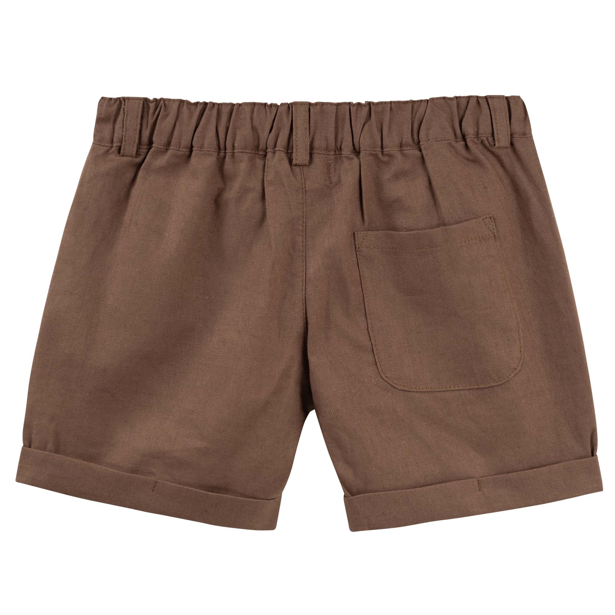 Finley Linen Shorts - Chocolate - Designer Kidz