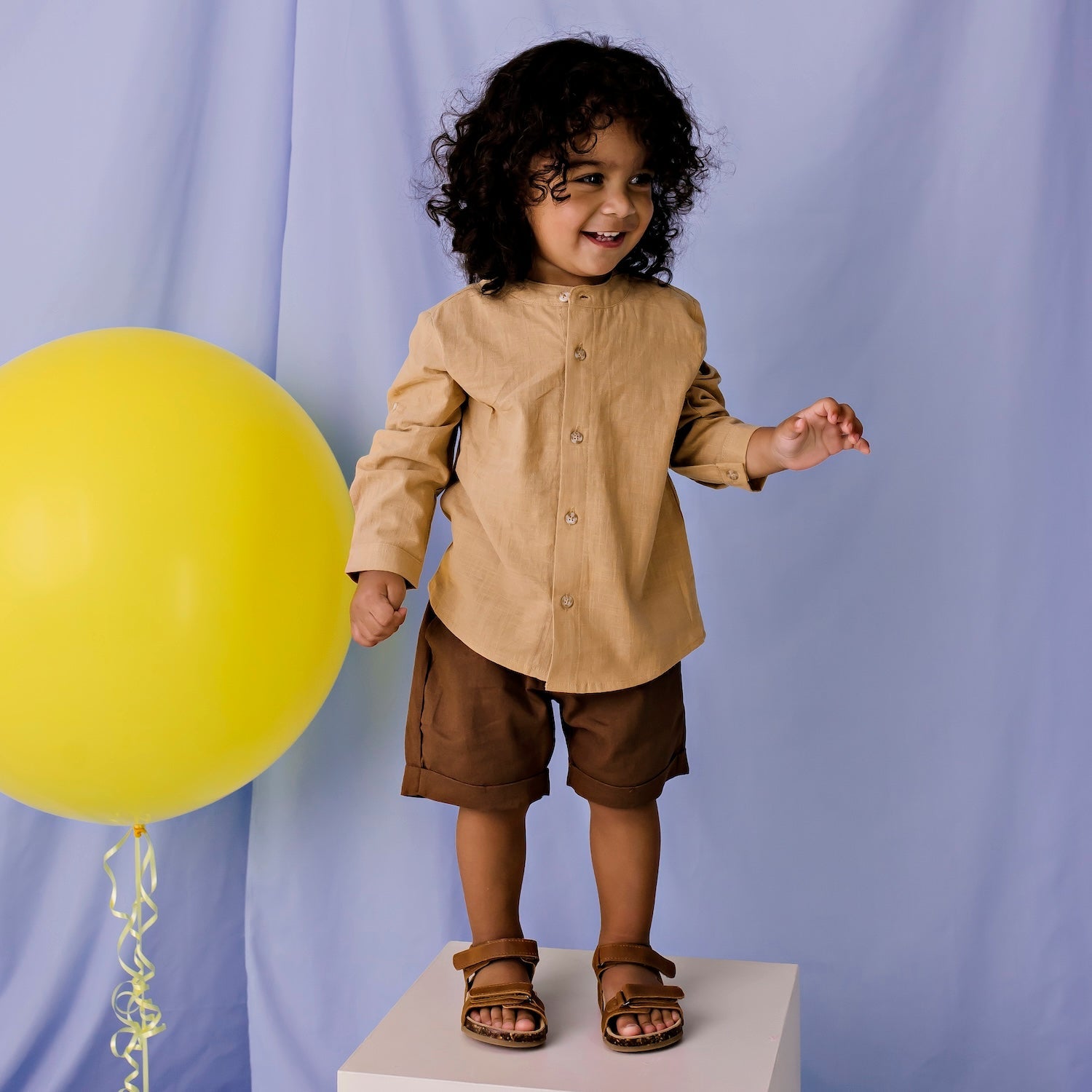 Finley Linen Shorts - Chocolate - Designer Kidz