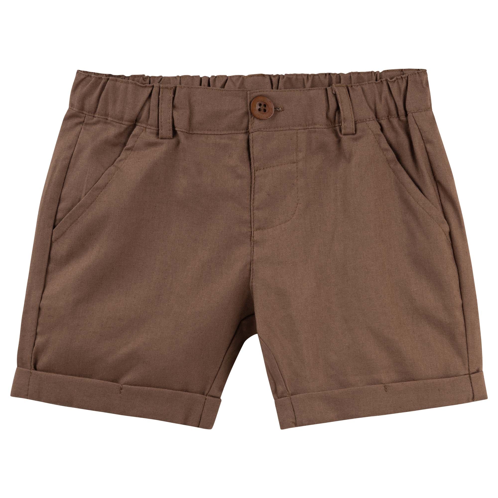 Finley Linen Shorts - Chocolate - Designer Kidz