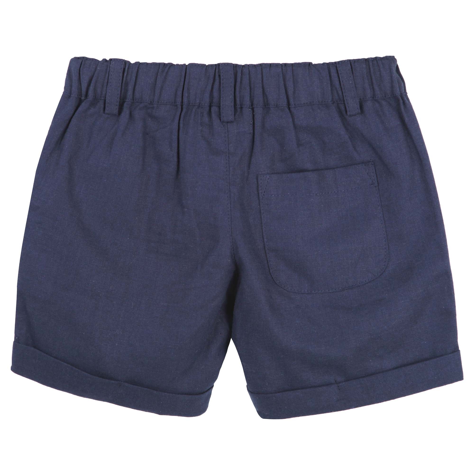 Finley Linen Shorts - Navy - Designer Kidz