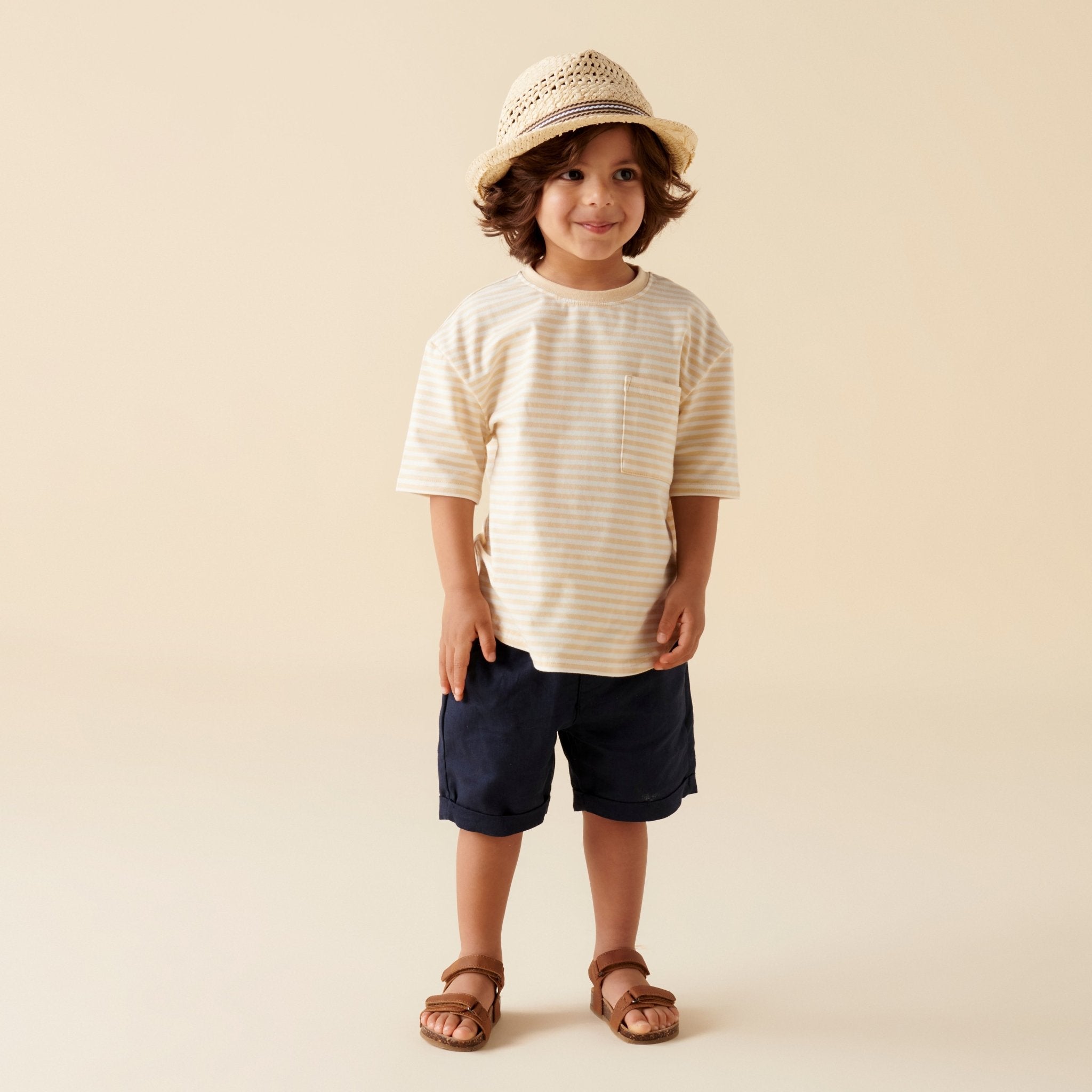 Finley Linen Shorts - Navy - Designer Kidz