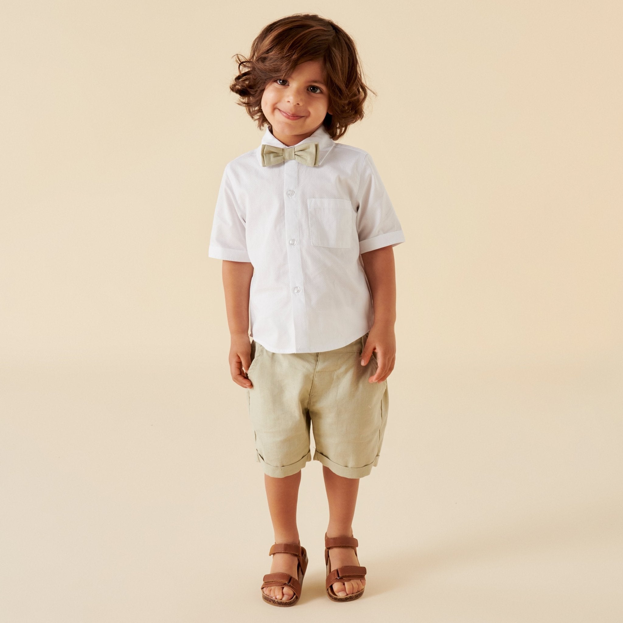 Finley Linen Shorts - Pistachio - Designer Kidz