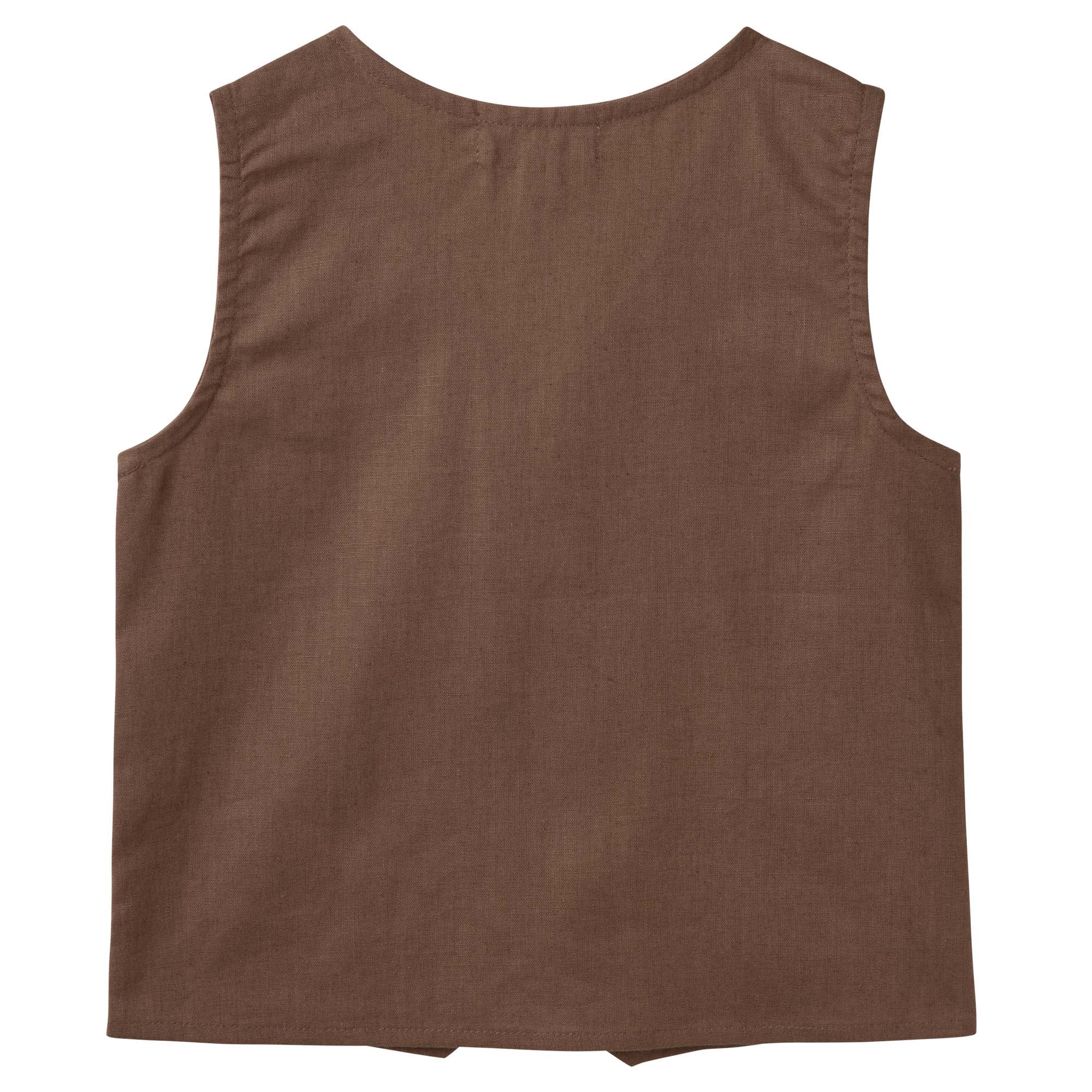 Finley Linen Vest - Chocolate - Designer Kidz