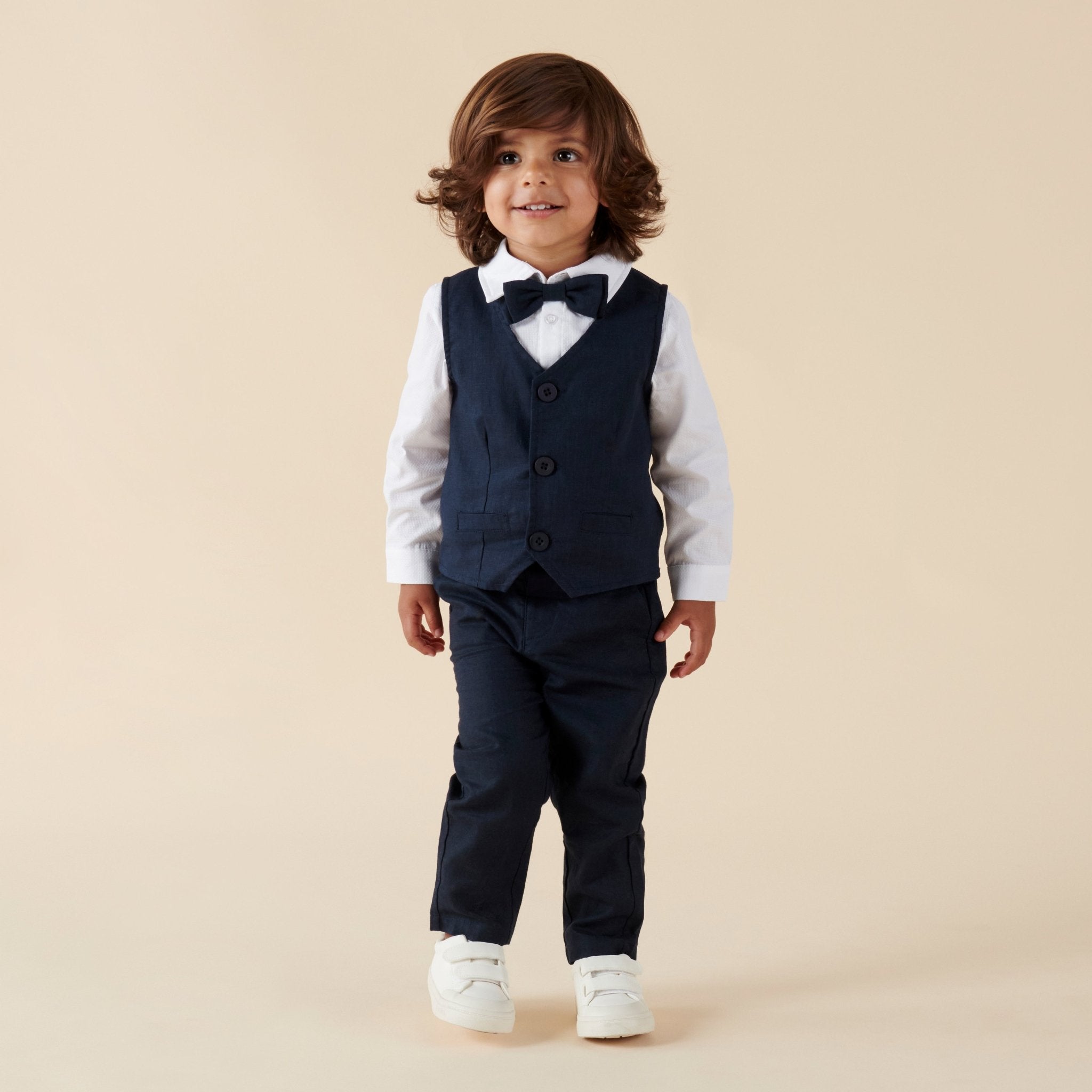 Finley Linen Vest - Navy - Designer Kidz