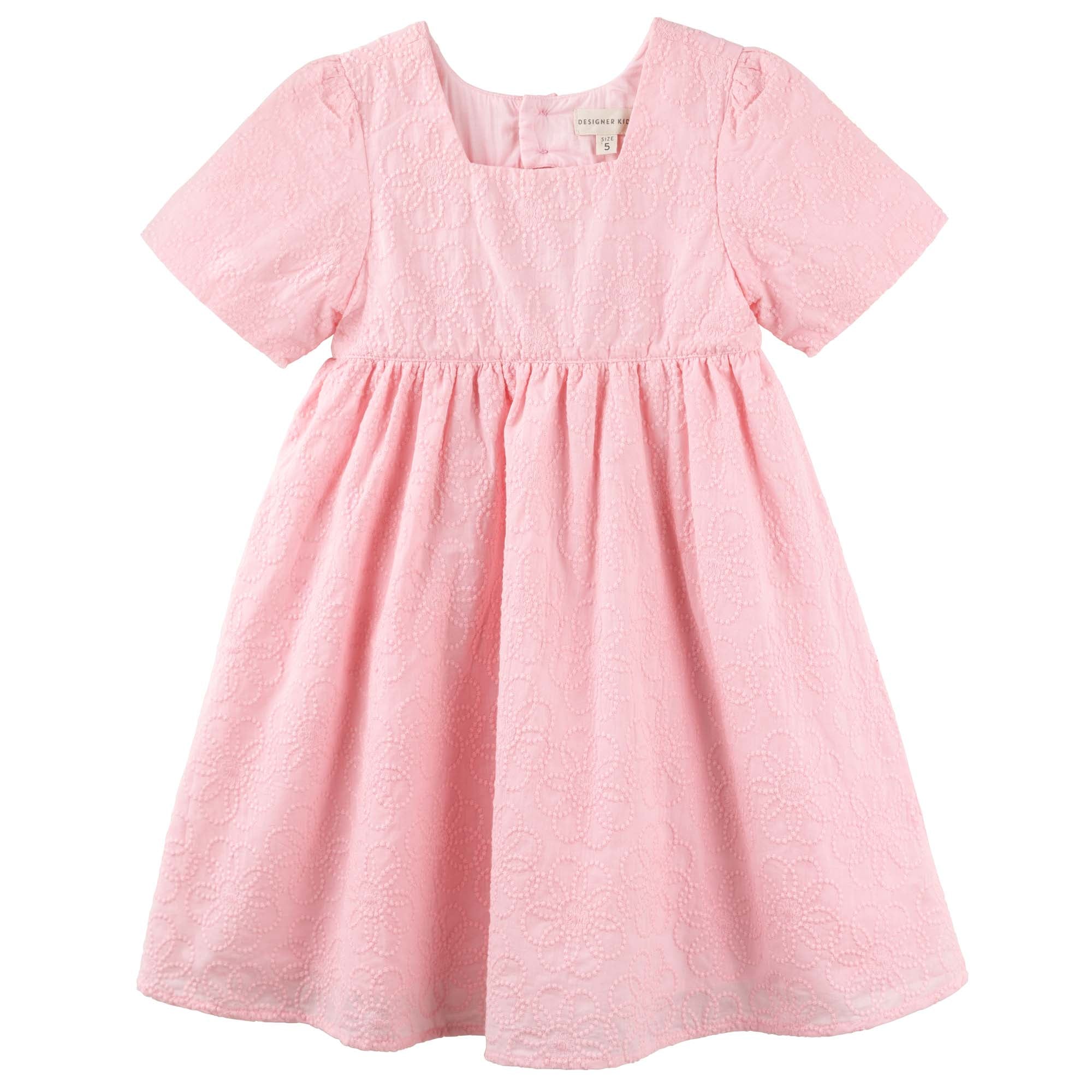 Fleur Broderie Dress - Pink - Designer Kidz