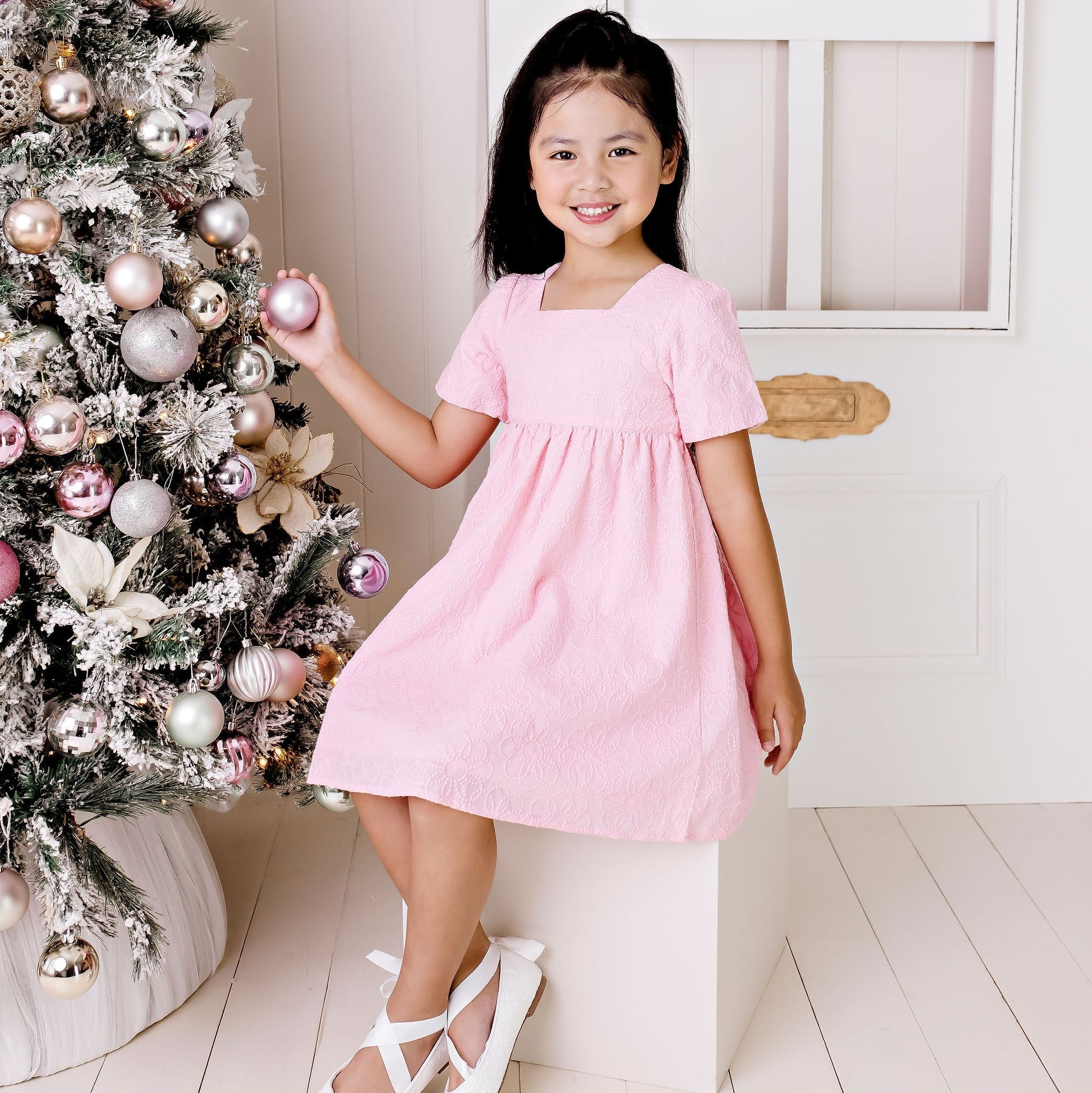 Fleur Broderie Dress - Pink - Designer Kidz