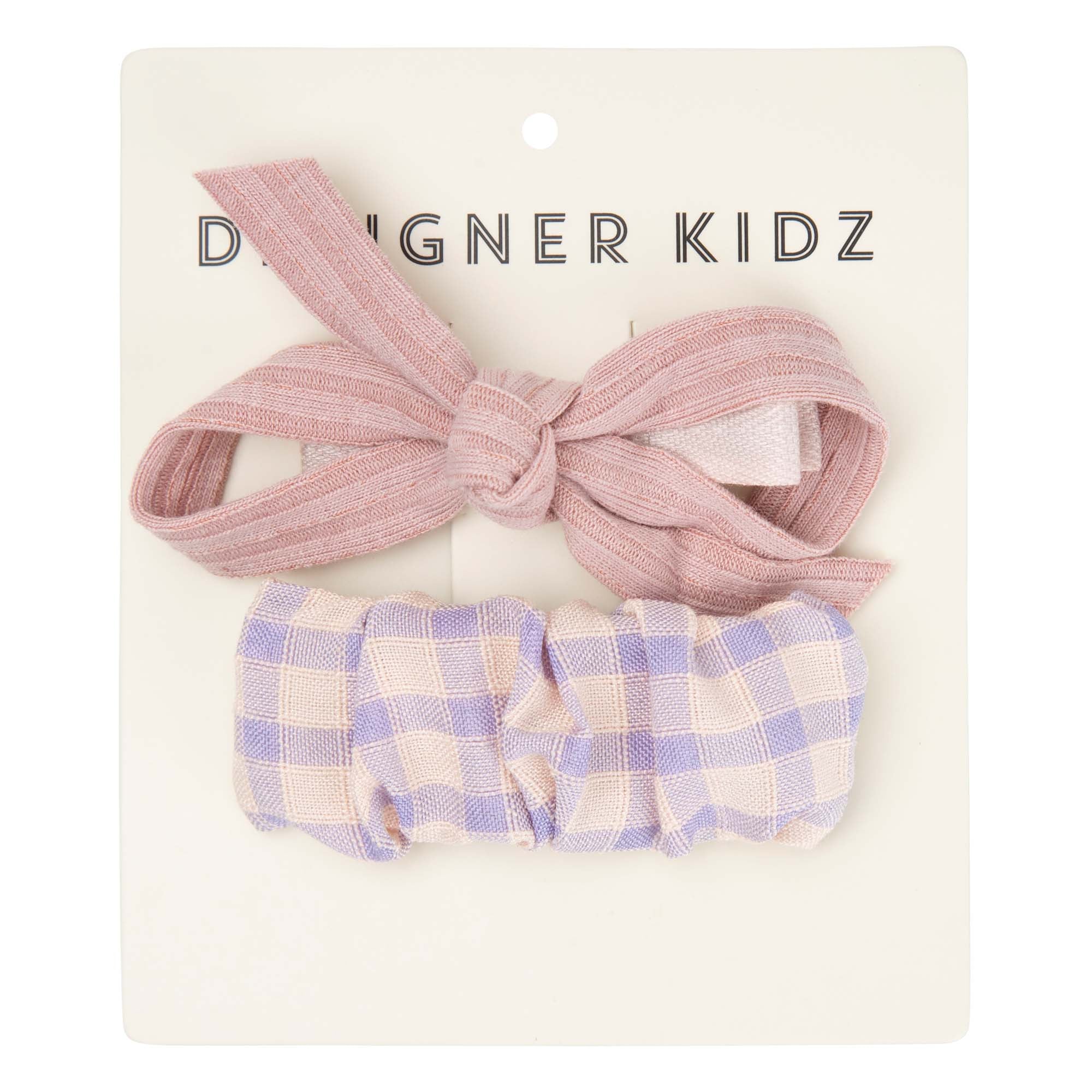 Gingham Hair Clip Pack - Dusty Pink - Designer Kidz