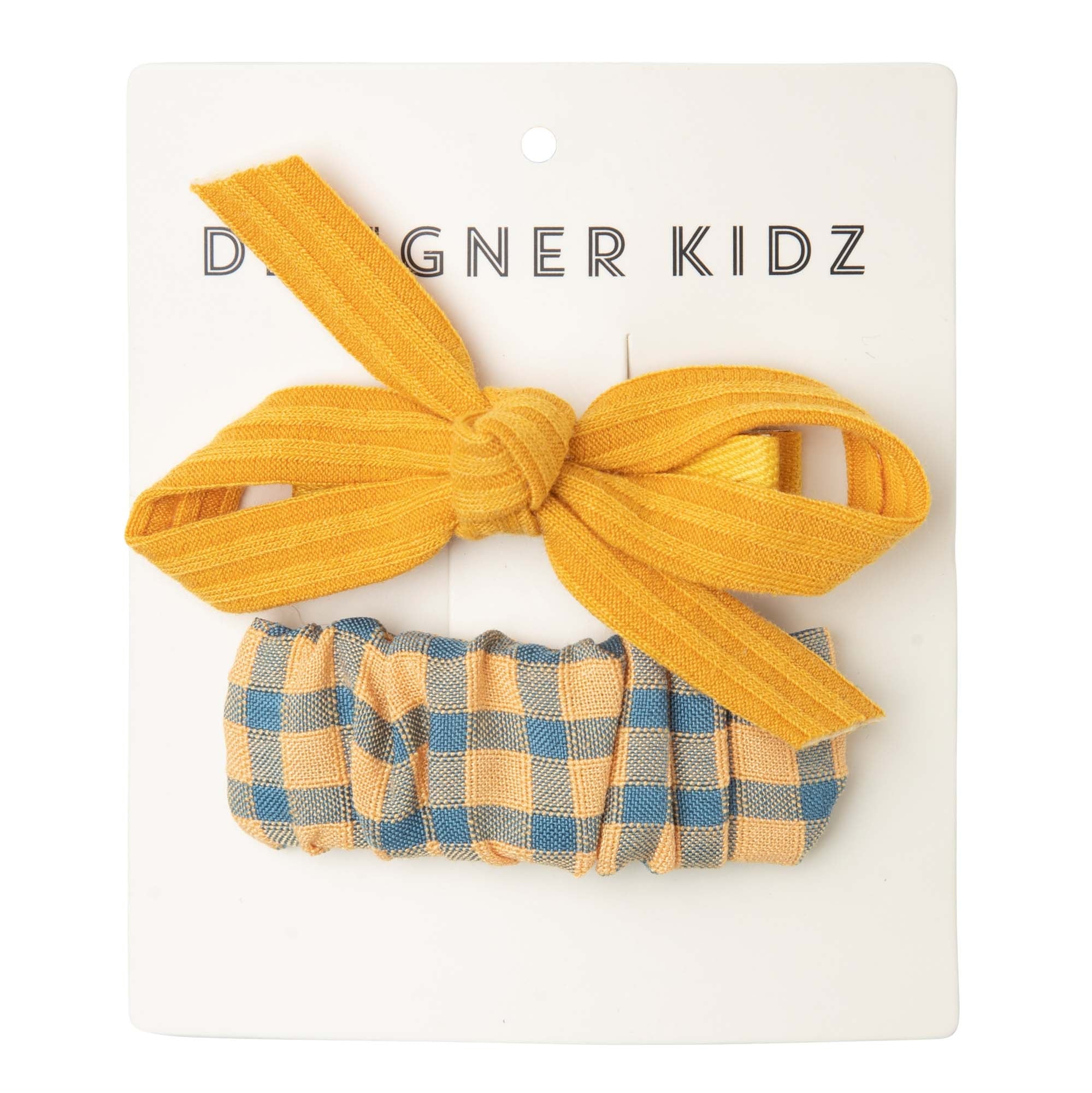 Gingham Hair Clip Pack - Mustard - Designer Kidz