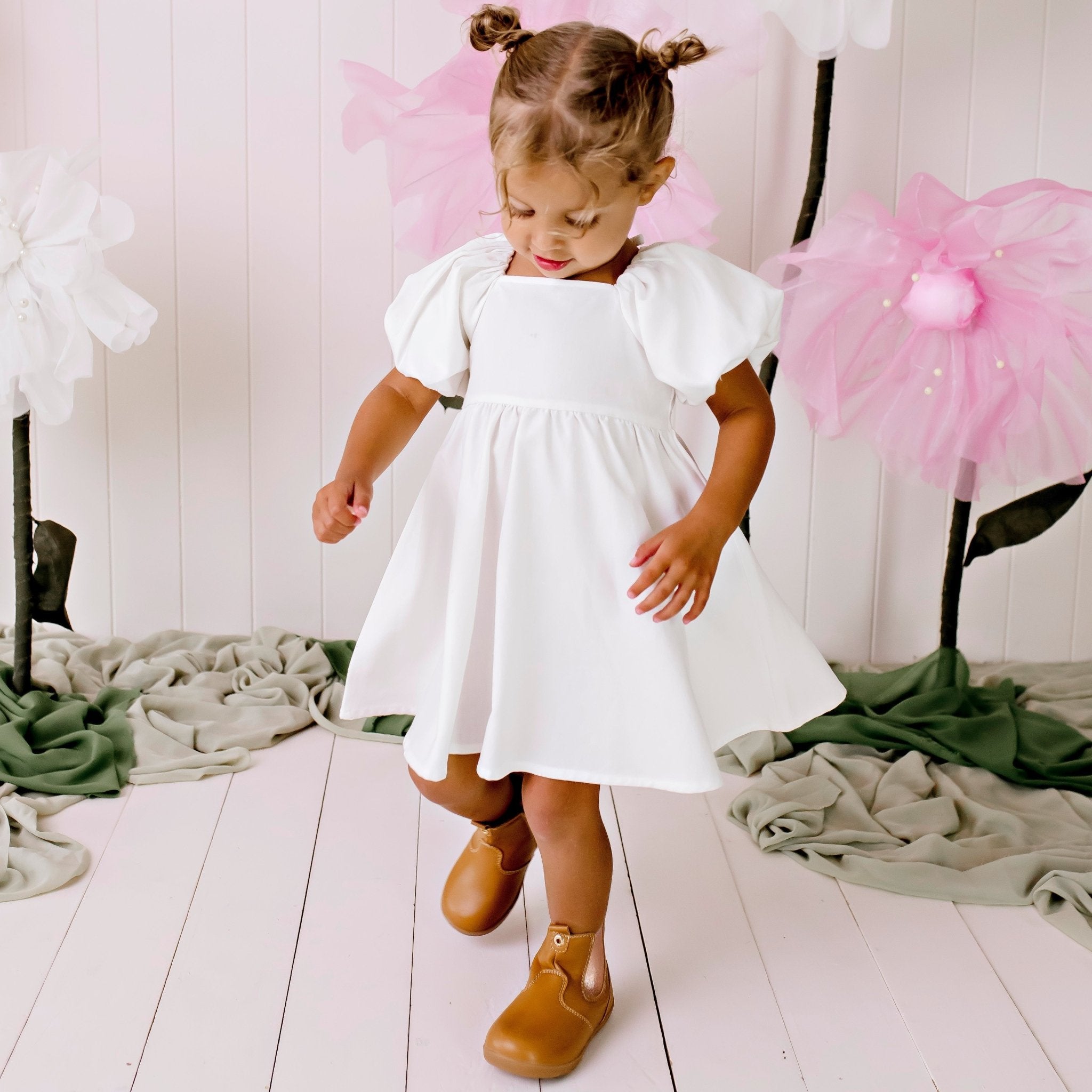 Grace Linen Baby Dress - Ecru - Designer Kidz