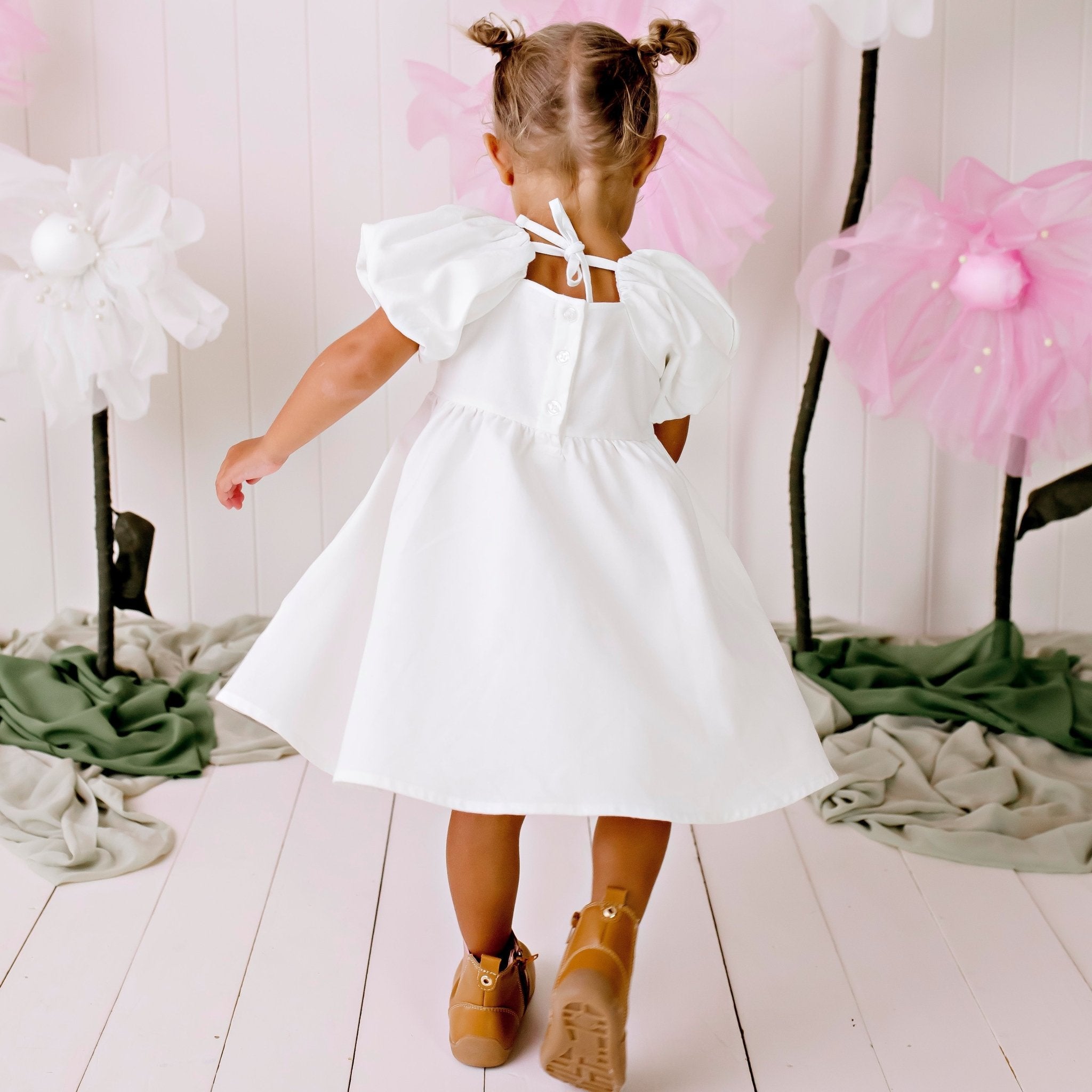 Grace Linen Baby Dress - Ecru - Designer Kidz