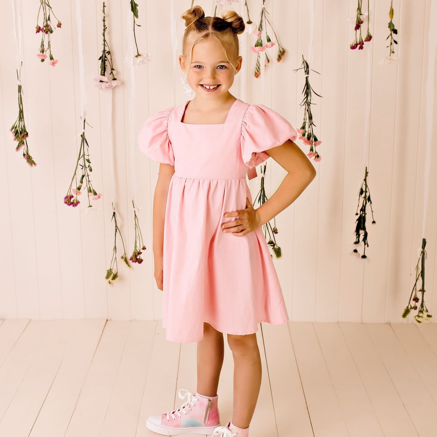 Grace Tie Back Dress - Pink - Designer Kidz