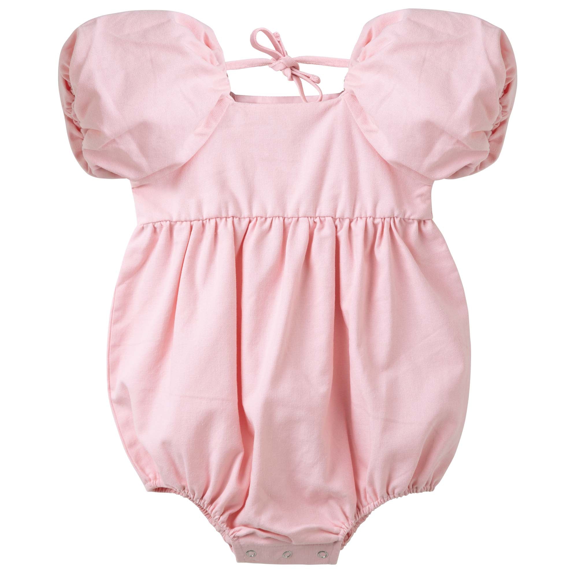 Grace Tie Back Romper - Pink - Designer Kidz