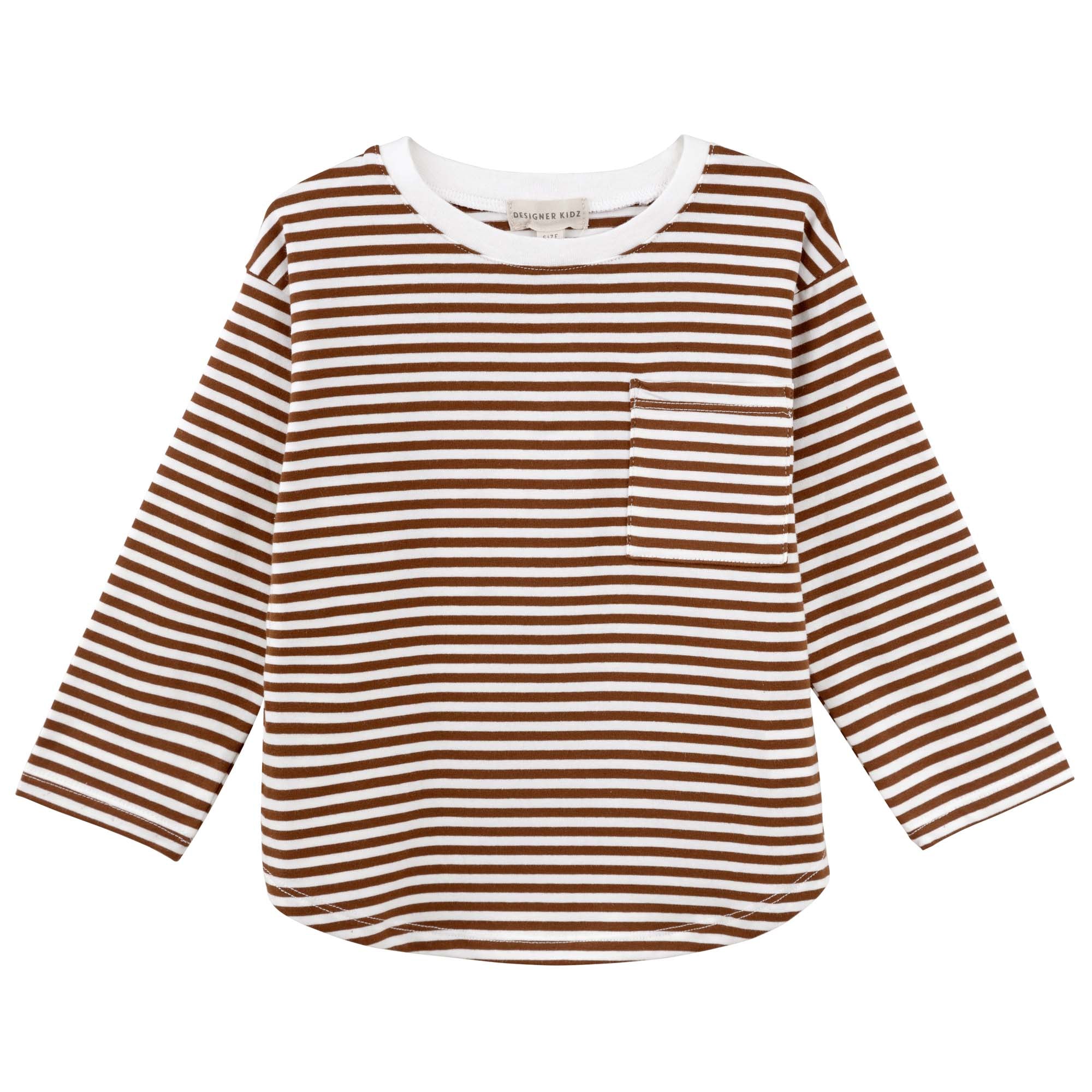 Harvey L/S Stripe T-Shirt - Cocoa - Designer Kidz