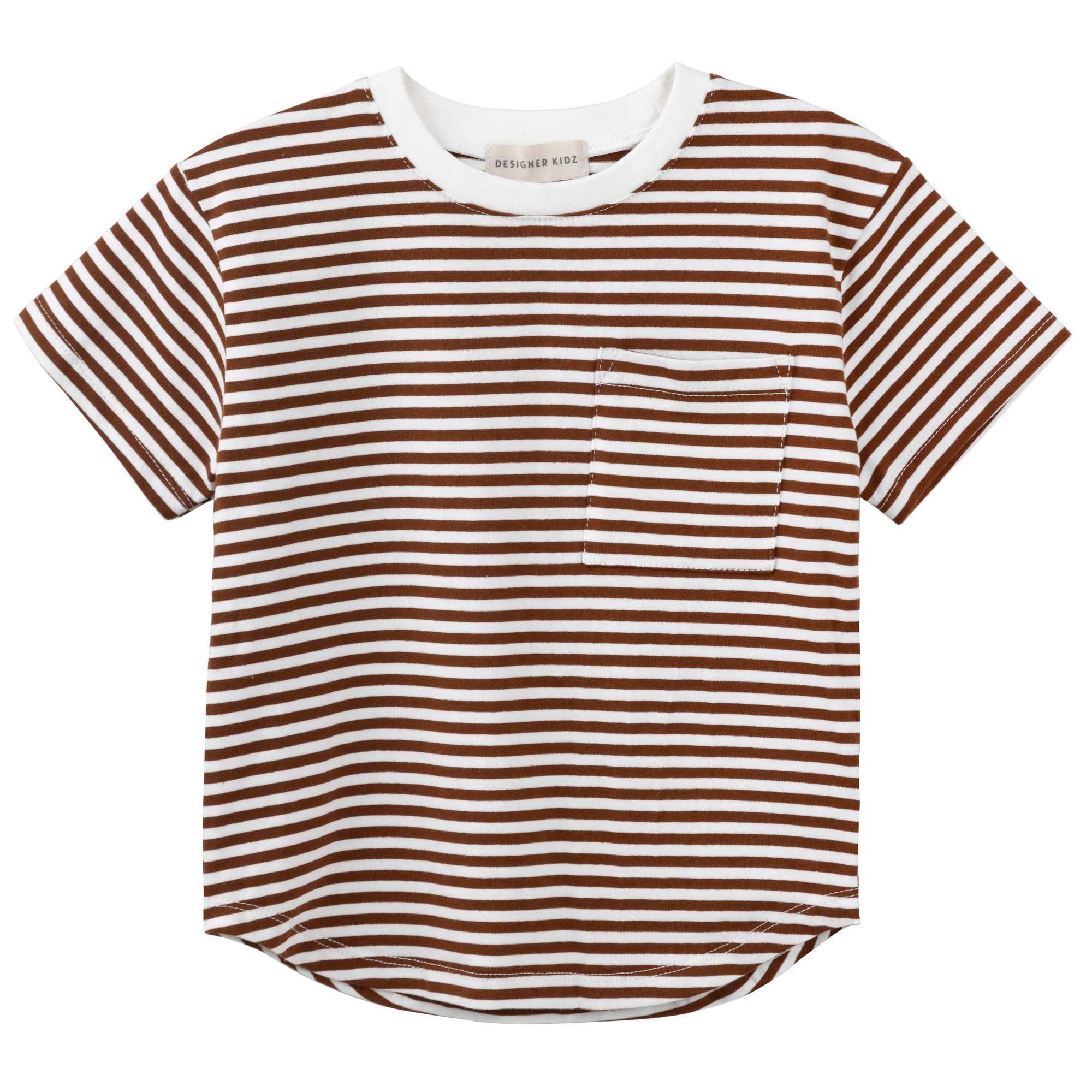 Harvey S/S Stripe T-Shirt - Cocoa - Designer Kidz