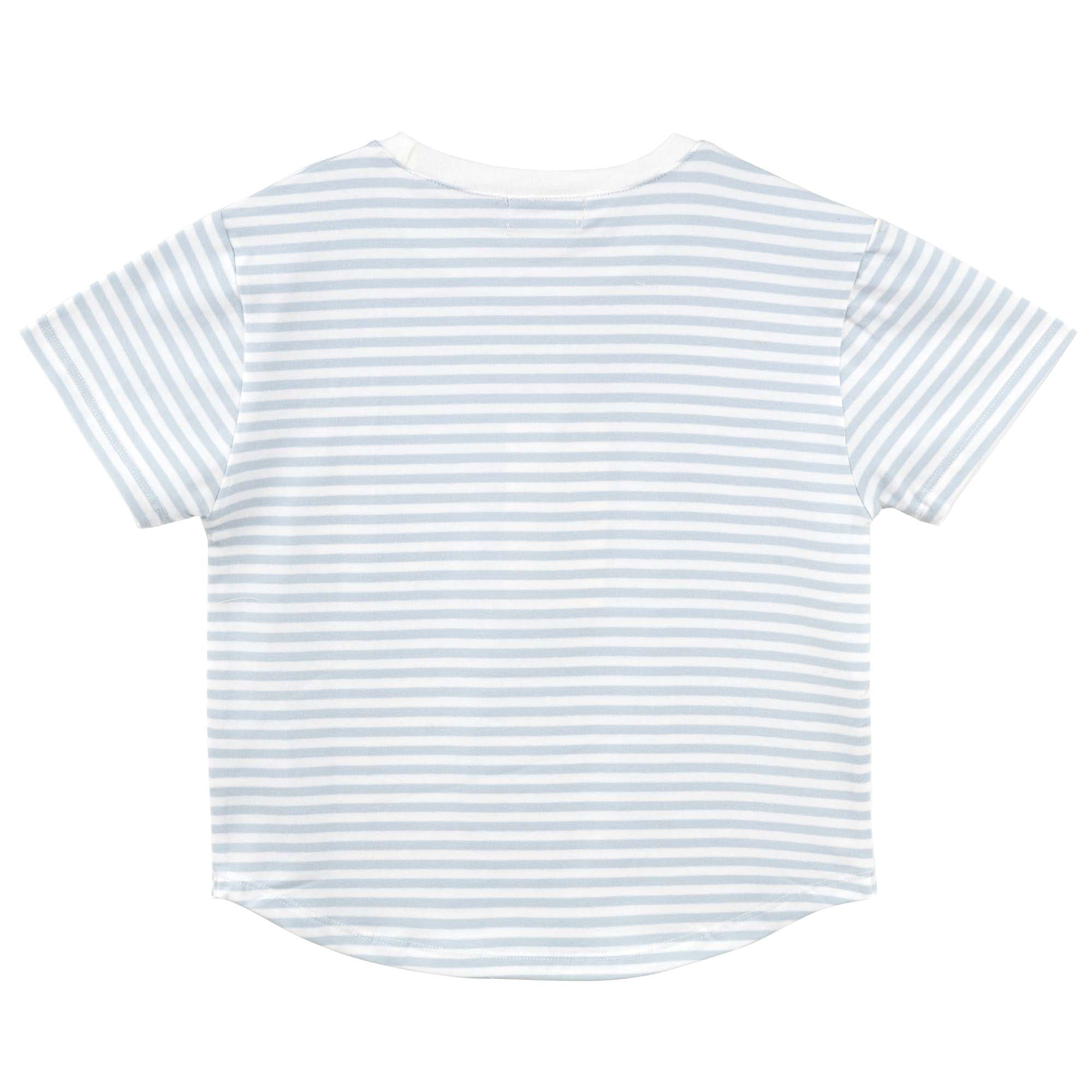 Harvey S/S Stripe T-Shirt - Ice Blue - Designer Kidz