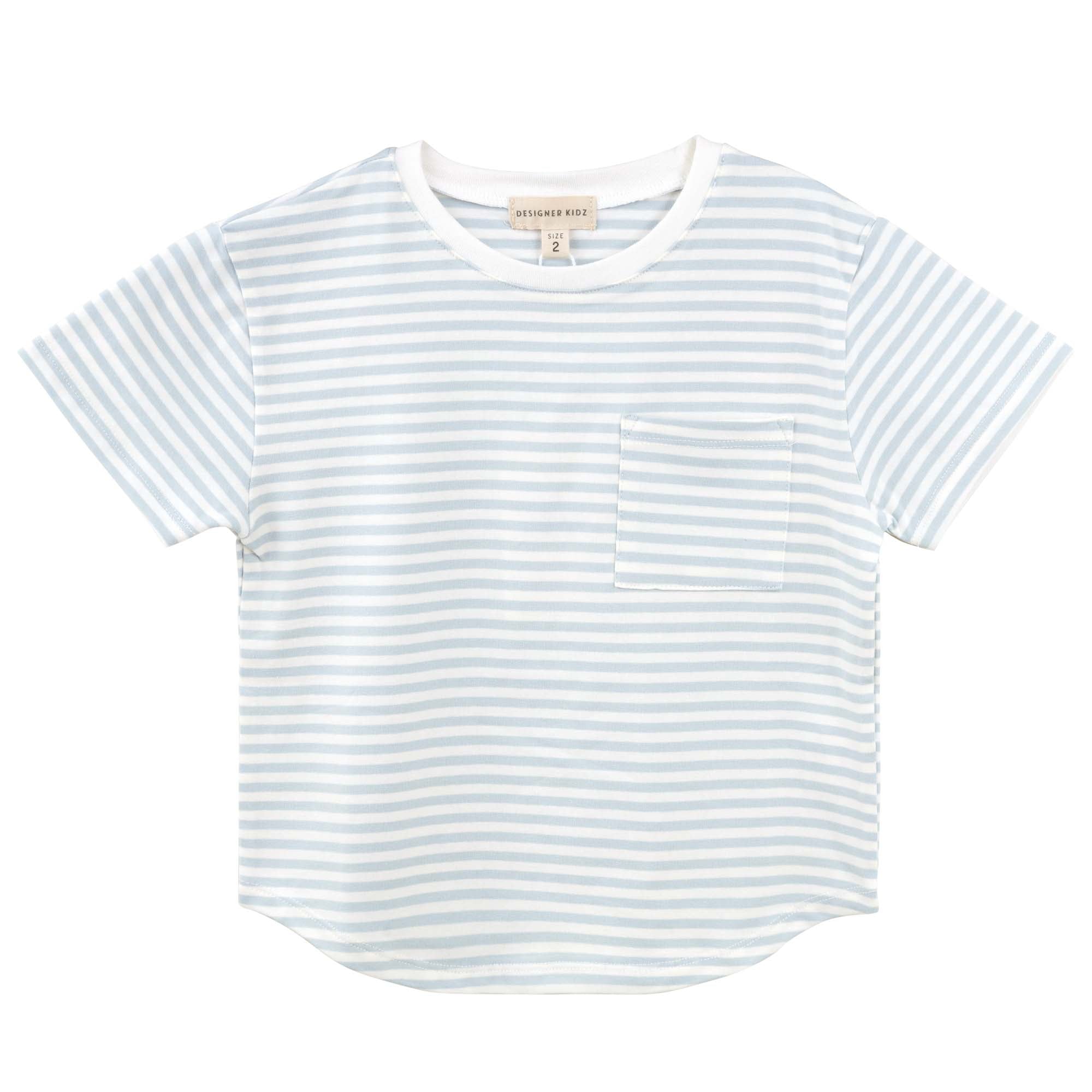 Harvey S/S Stripe T-Shirt - Ice Blue - Designer Kidz