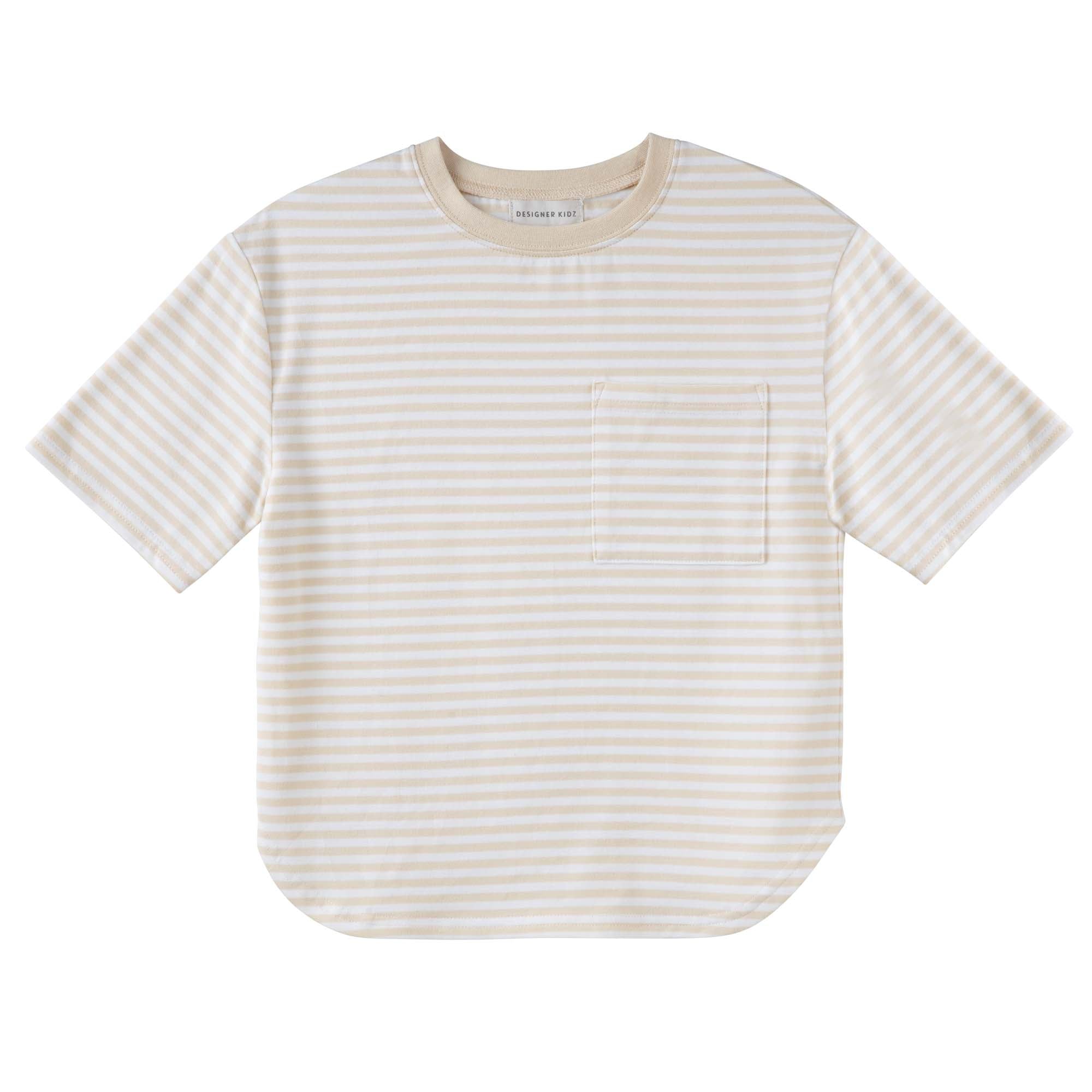 Hugo S/S Stripe T-Shirt - Oat - Designer Kidz