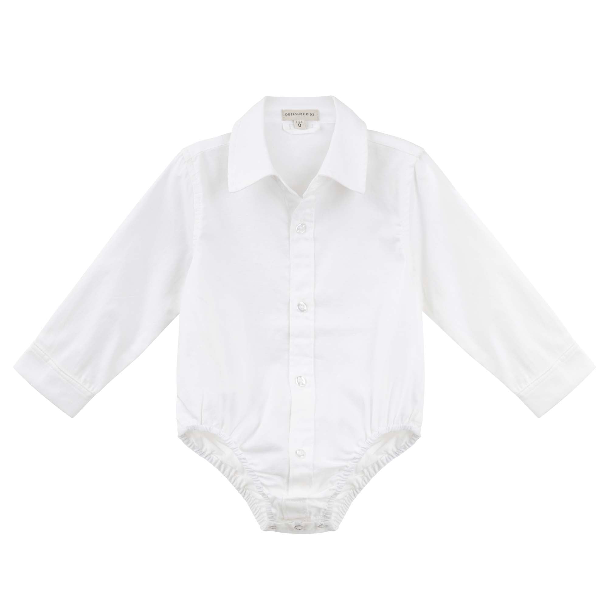 Jackson L/S Formal Romper - White - Designer Kidz