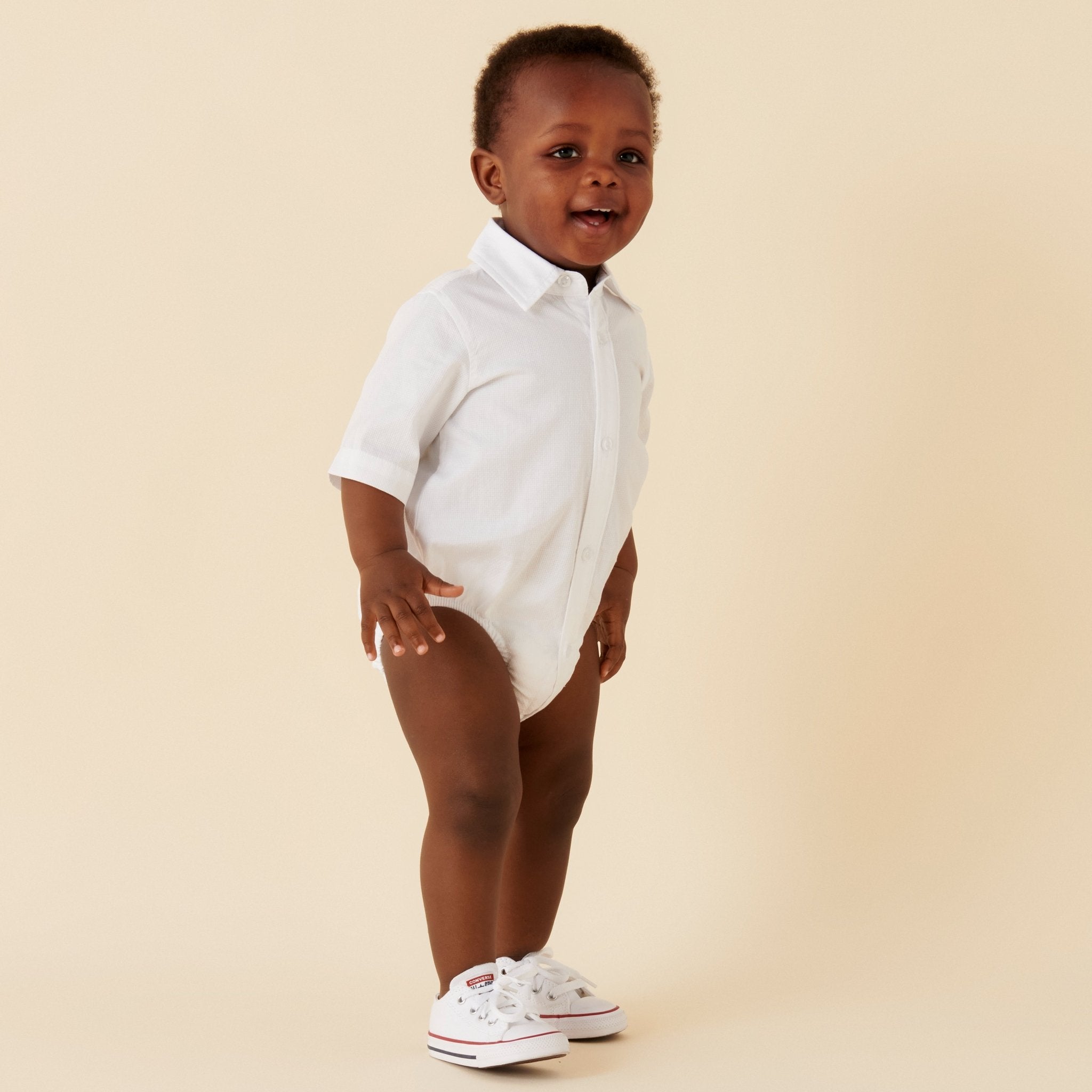 Jackson S/S Formal Romper - White - Designer Kidz