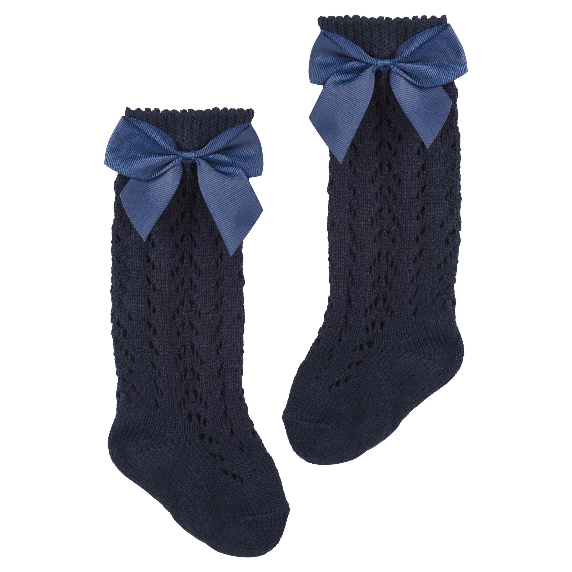 Knee High Bow Socks - Navy - Designer Kidz