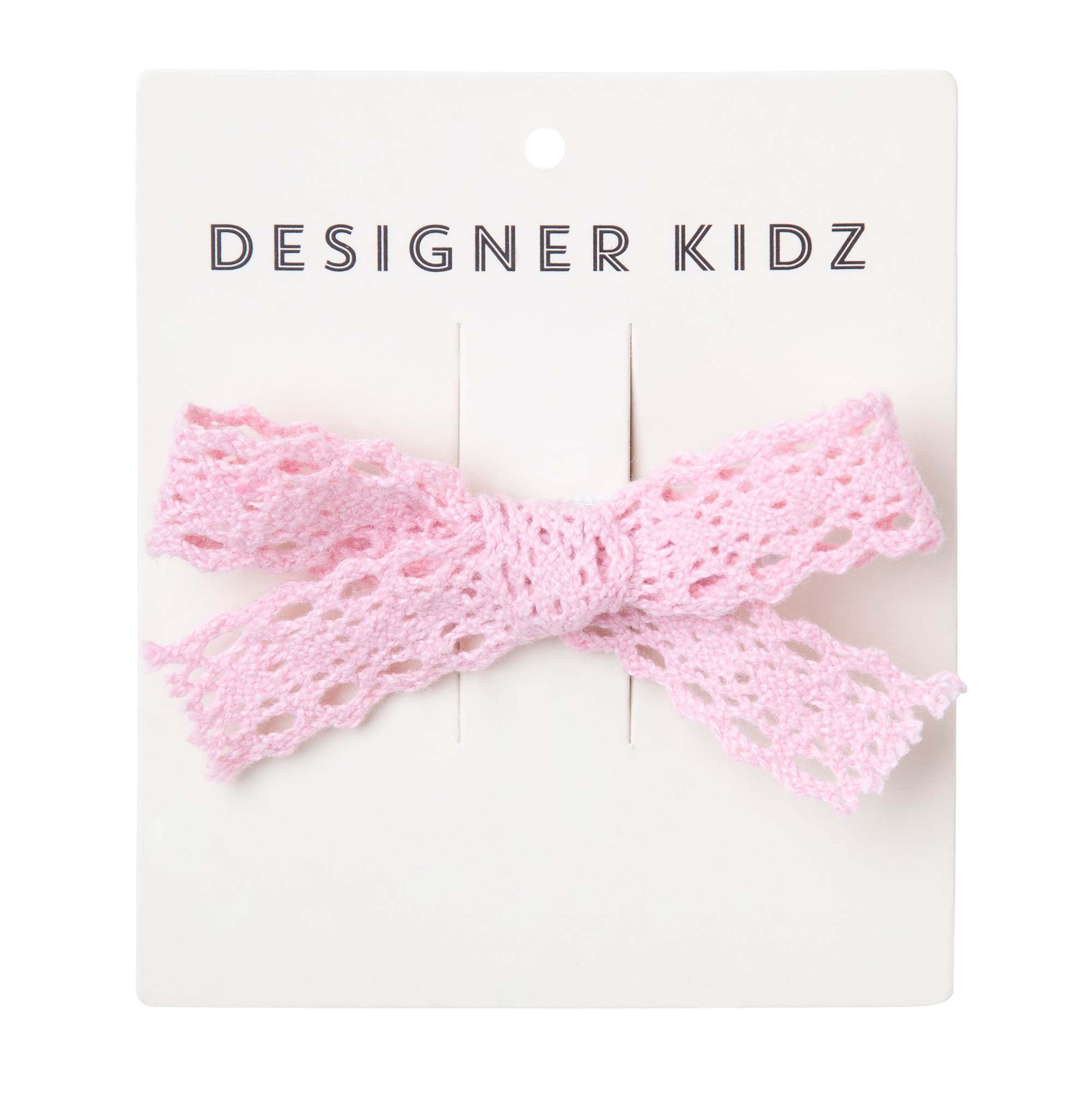 Lace Bow Hair Clip - Pink - Designer Kidz