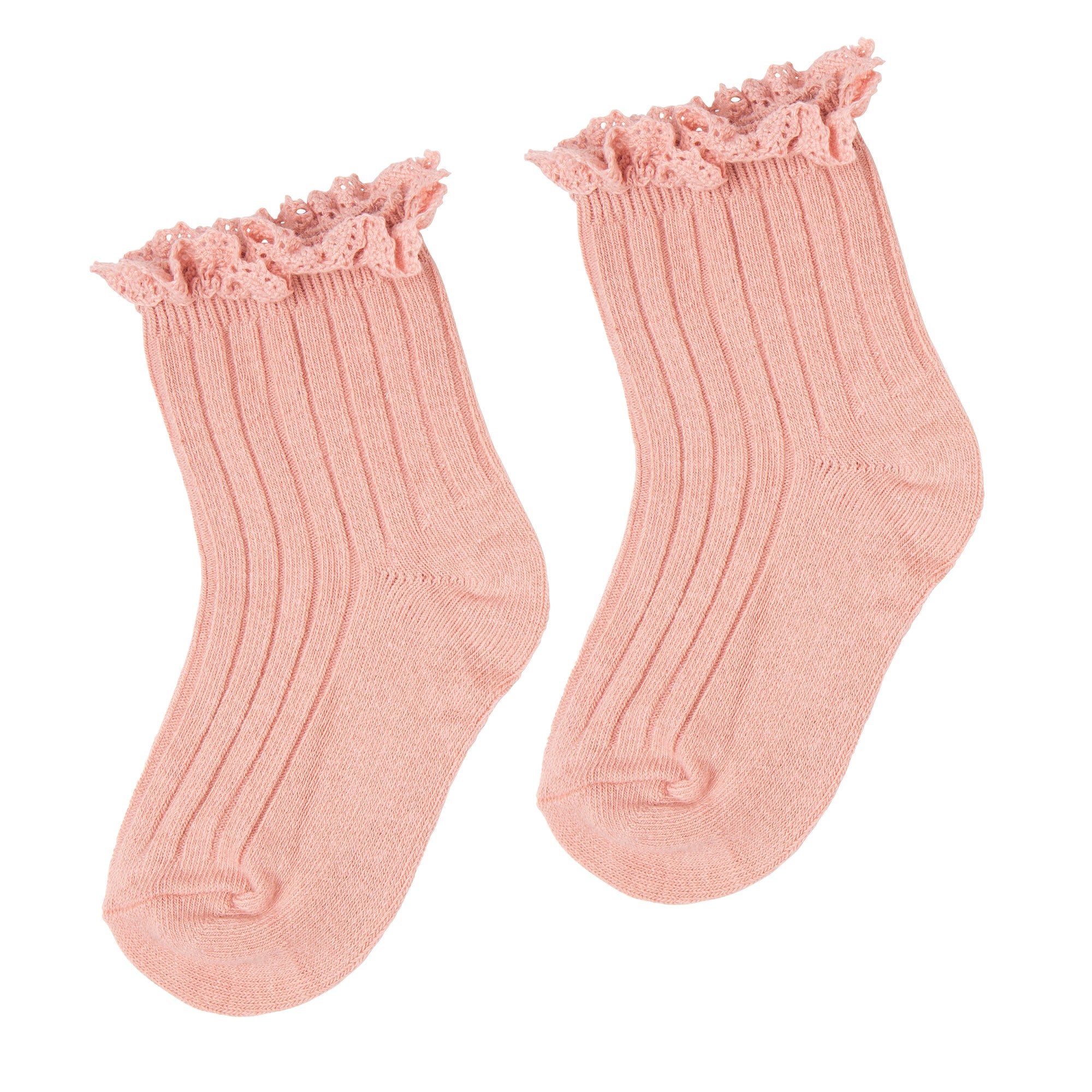 Lace Frill Crew Socks - Pink - Designer Kidz