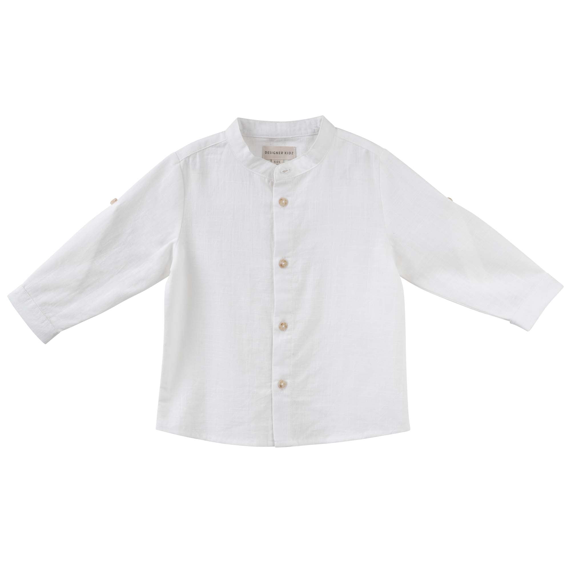 Leo L/S Button Shirt - Ivory - Designer Kidz