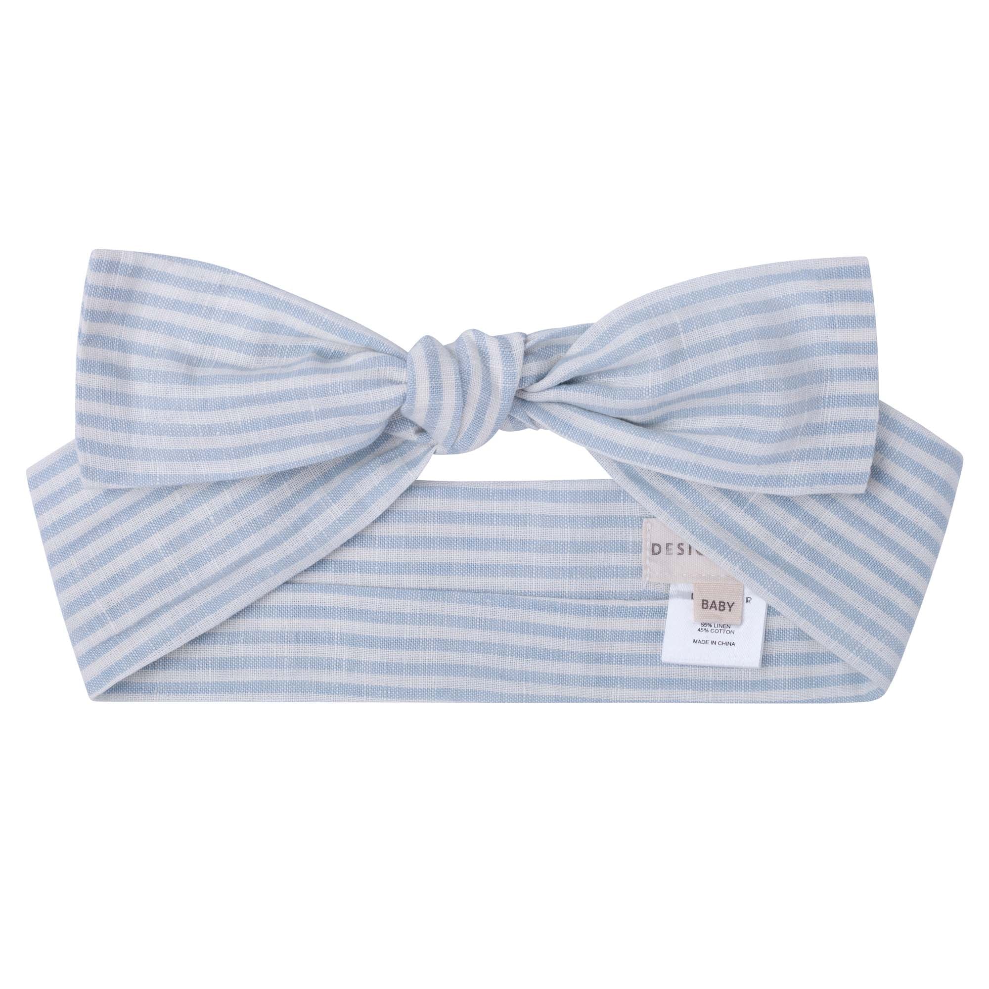 Linen Headband - Sky Blue Stripe - Designer Kidz